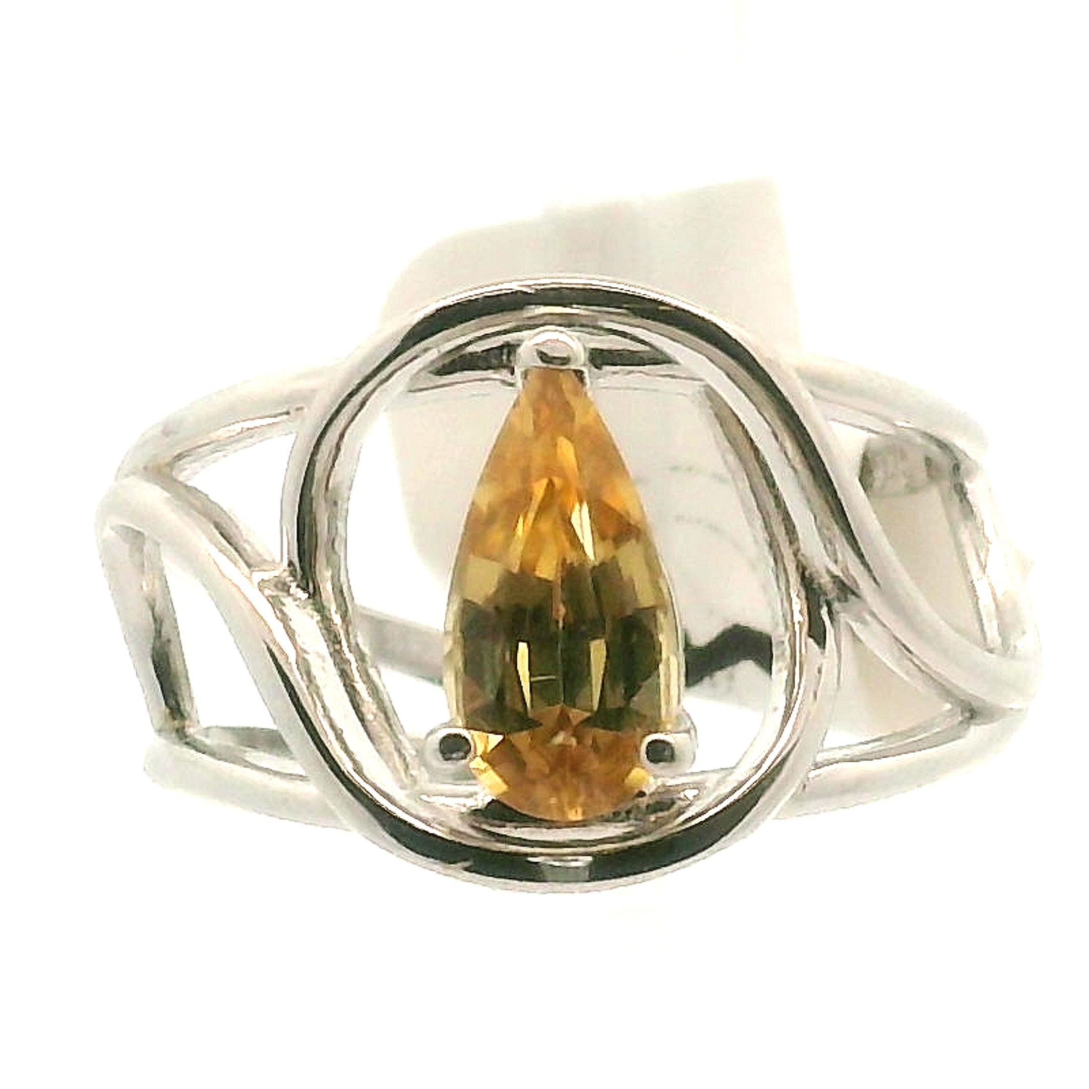 Yellow Zircon Cuff Ring .925 Silver for Wisdom and Vitality