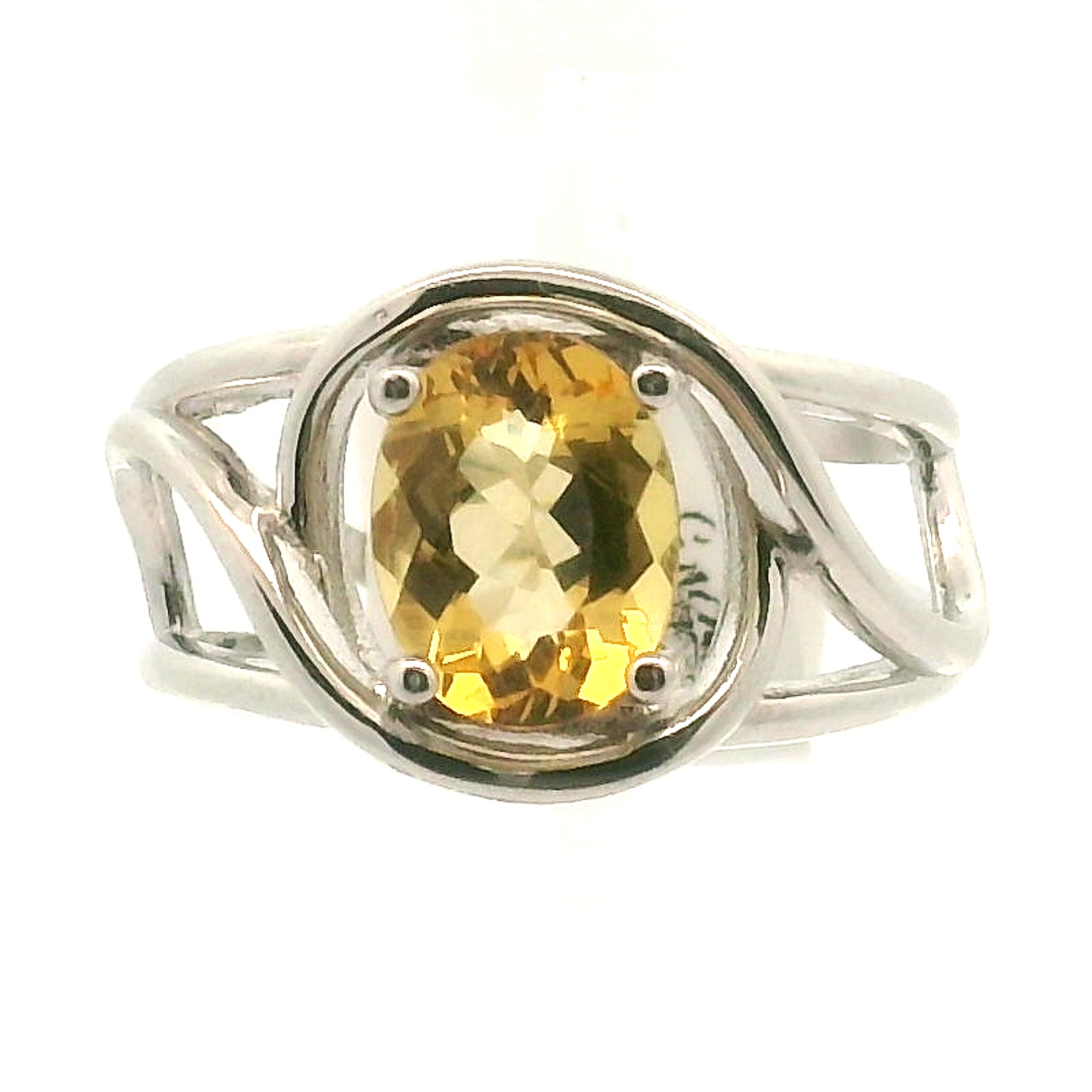 Yellow Zircon Cuff Ring .925 Silver for Wisdom and Vitality