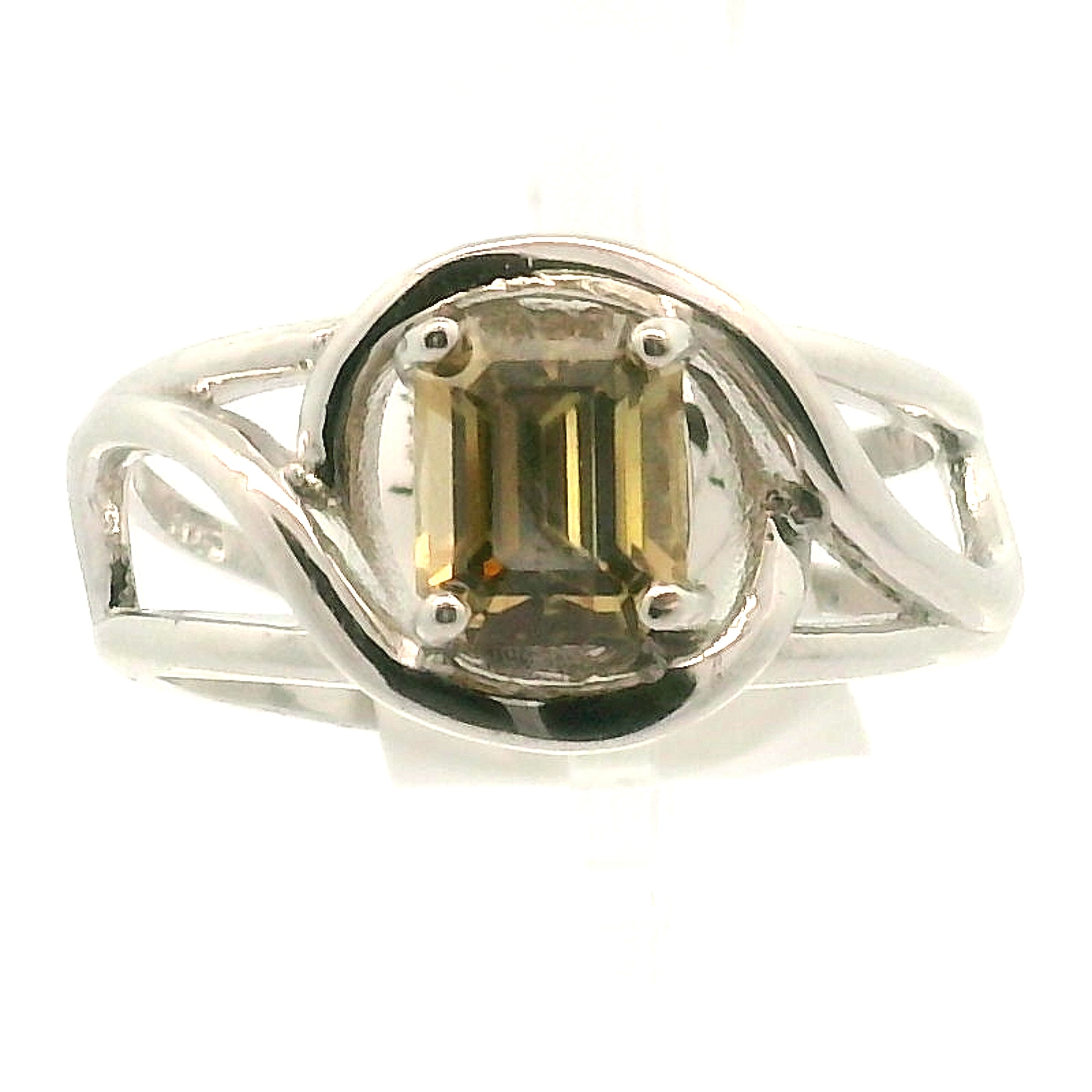 Yellow Zircon Cuff Ring .925 Silver for Wisdom and Vitality