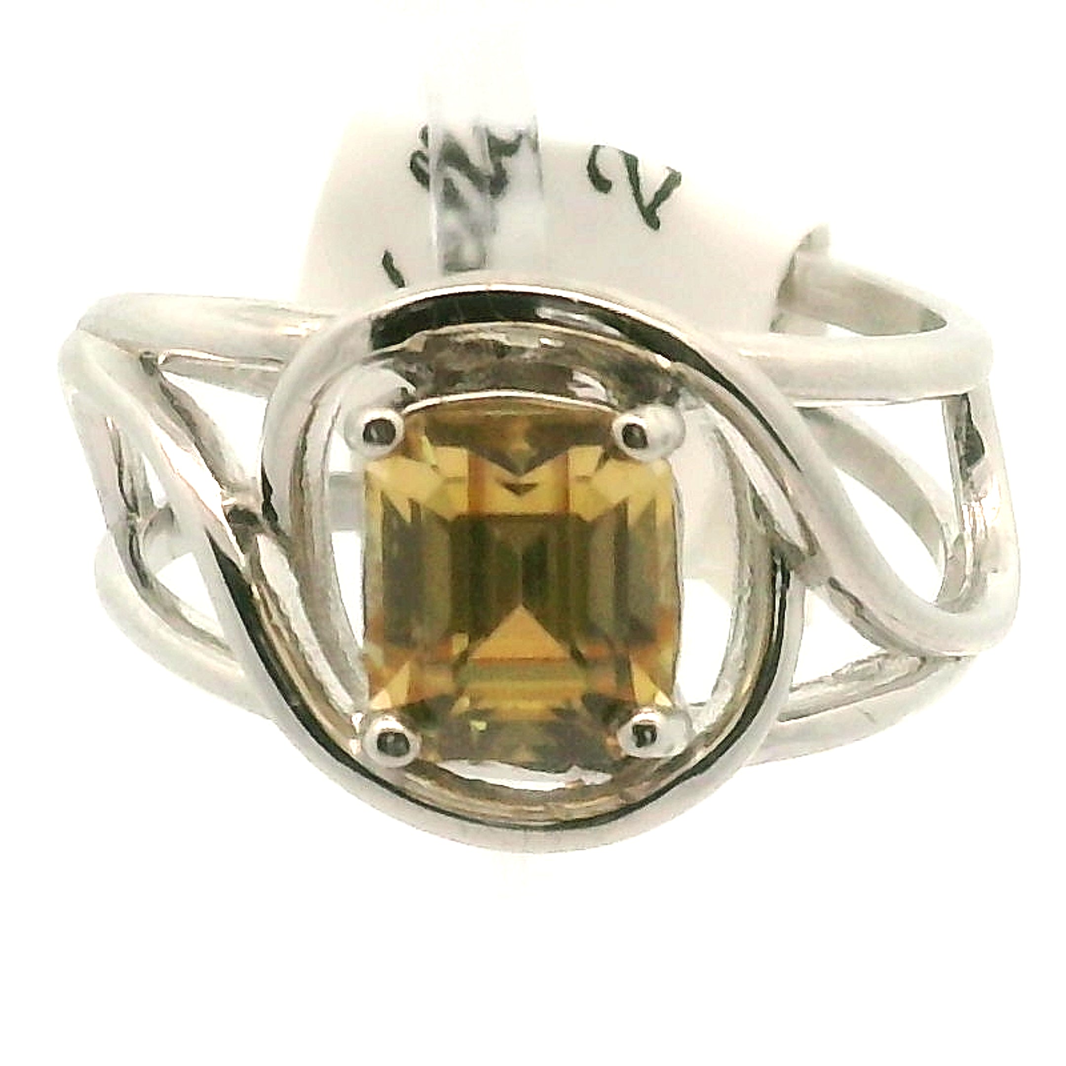 Yellow Zircon Cuff Ring .925 Silver for Wisdom and Vitality