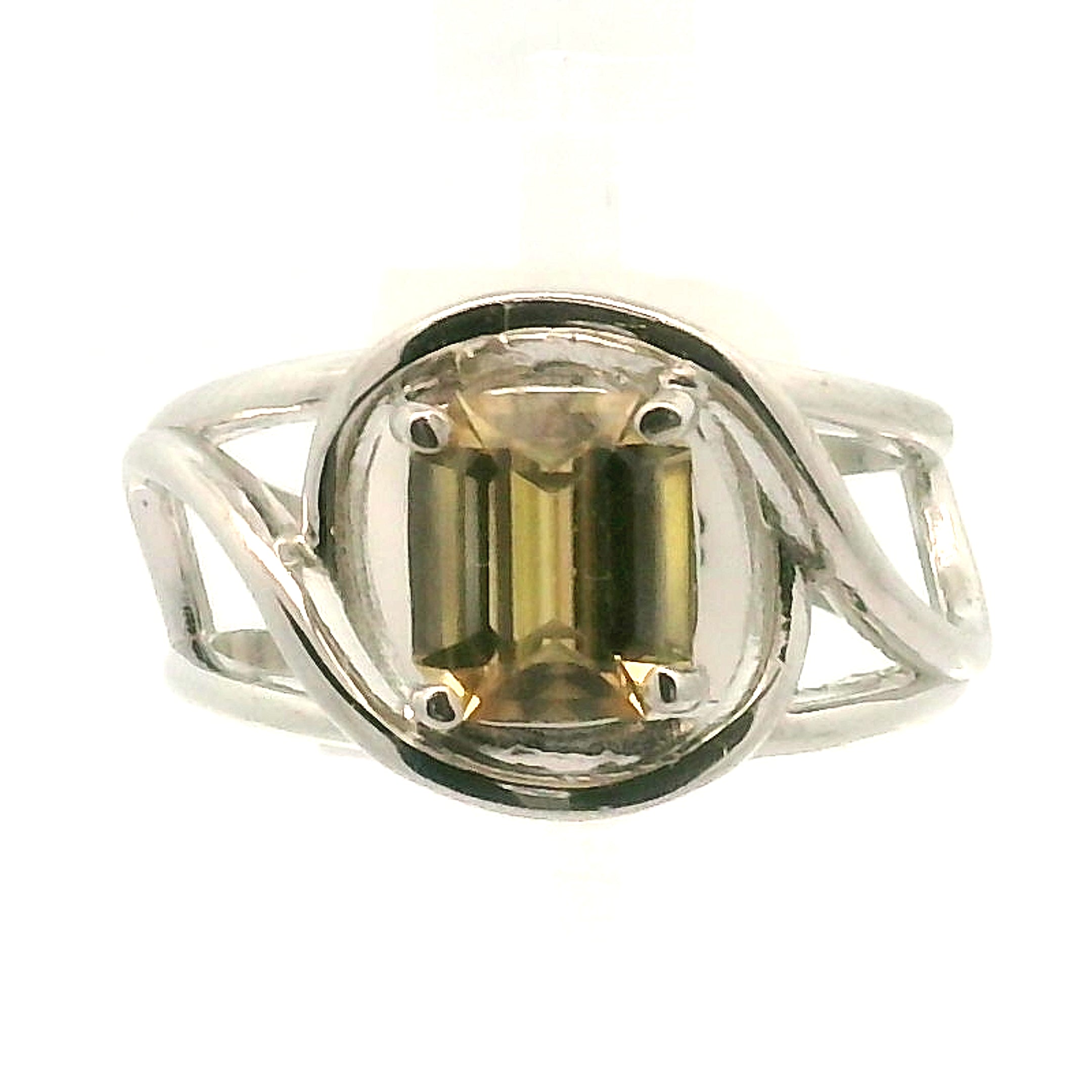 Yellow Zircon Cuff Ring .925 Silver for Wisdom and Vitality