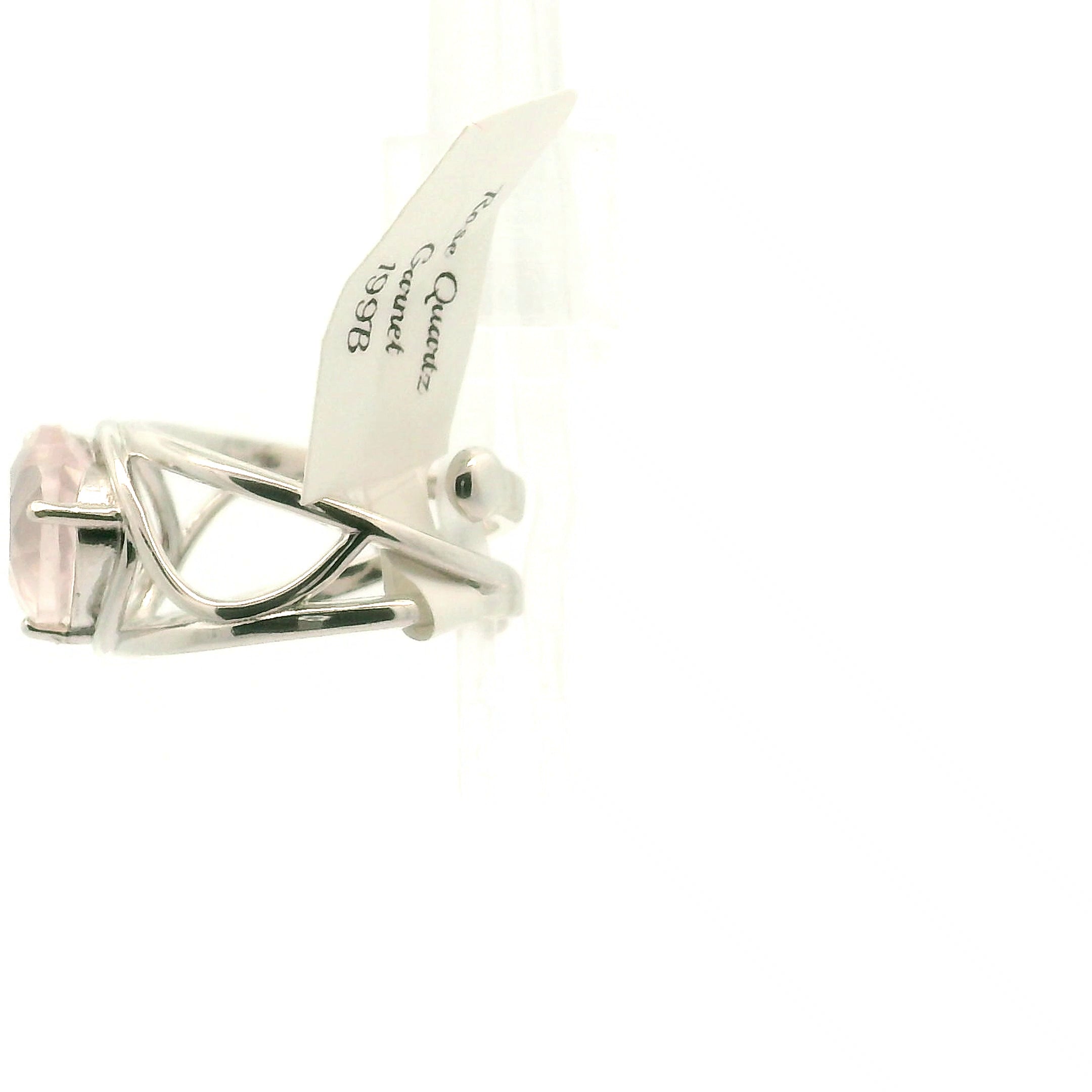 Rose Quartz and Garnet Heart Cuff Ring .925 Silver for Self-Love and Compassion