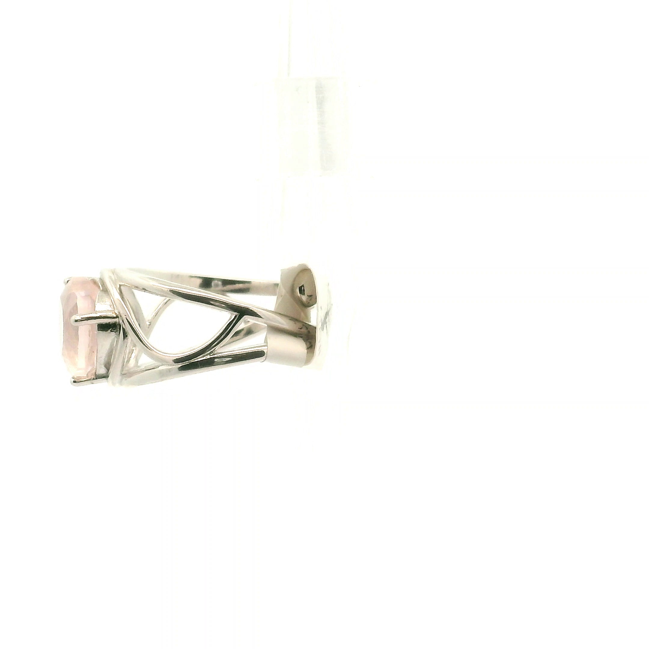 Rose Quartz and Lavender Moon Quartz Heart Cuff Ring .925 Silver for Mindfulness and Compassion (Copy)