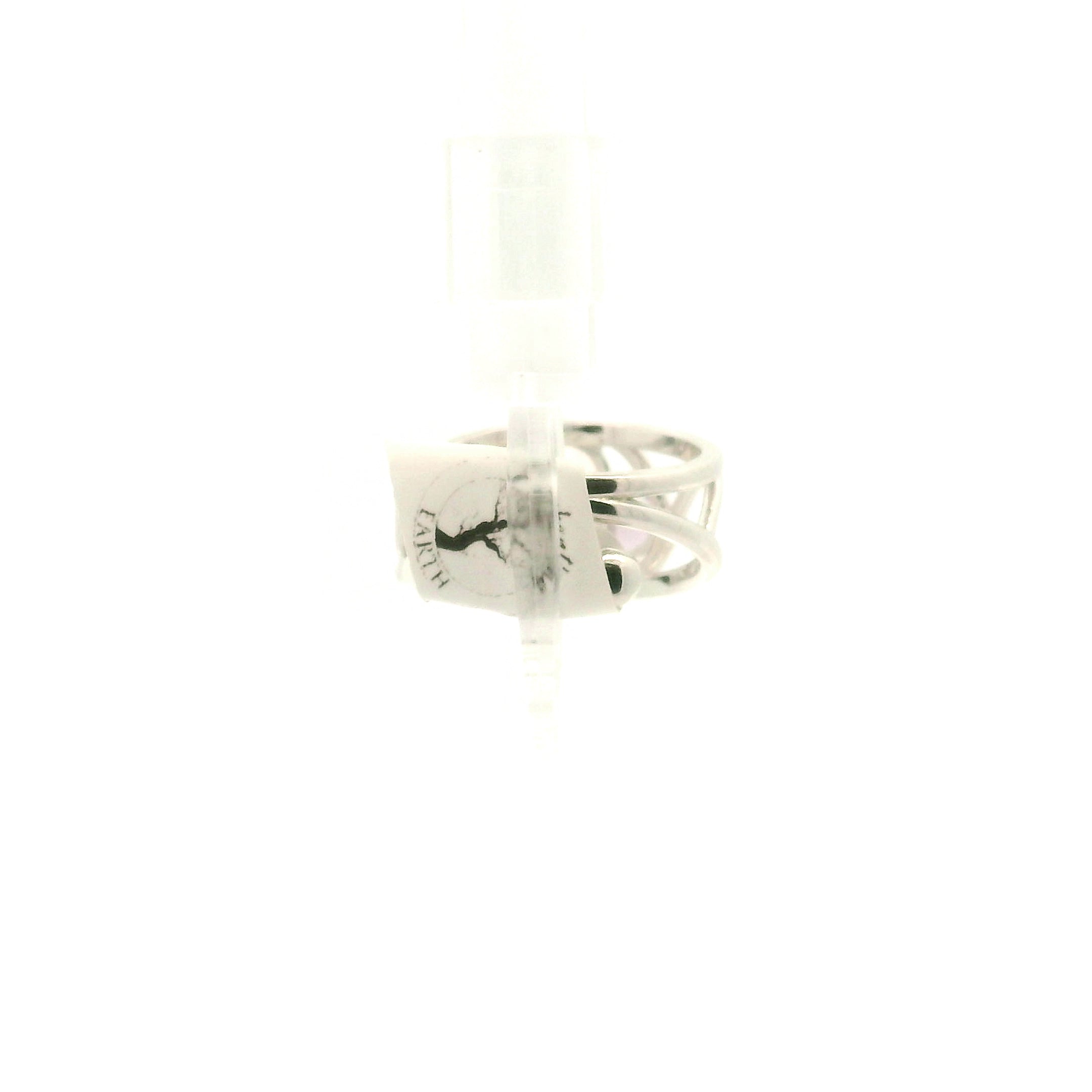 Rose Quartz and Lavender Moon Quartz Heart Cuff Ring .925 Silver for Mindfulness and Compassion (Copy)