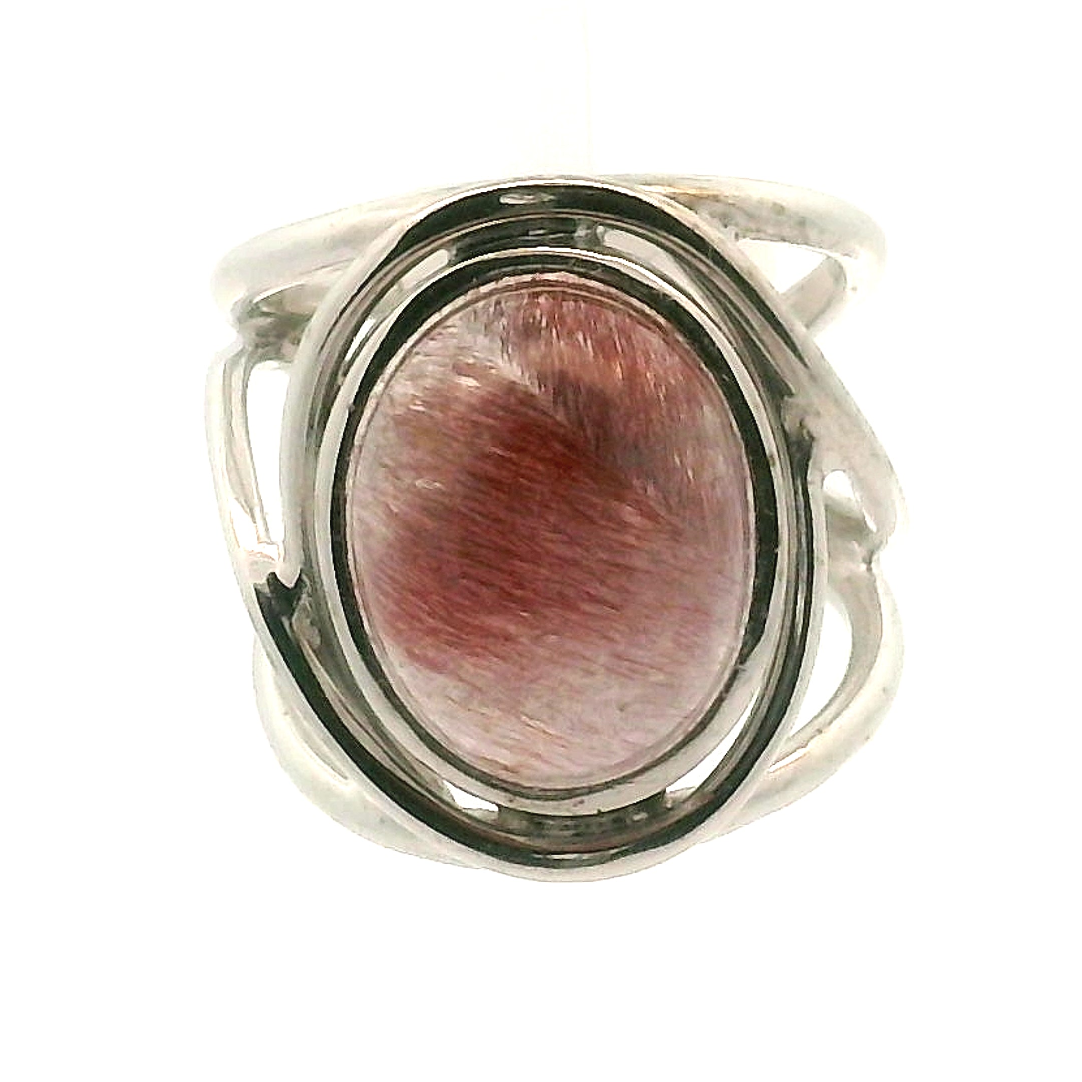 Red Rutile S7 Cuff Ring 925 Silver for Life Force Energy and Renewal
