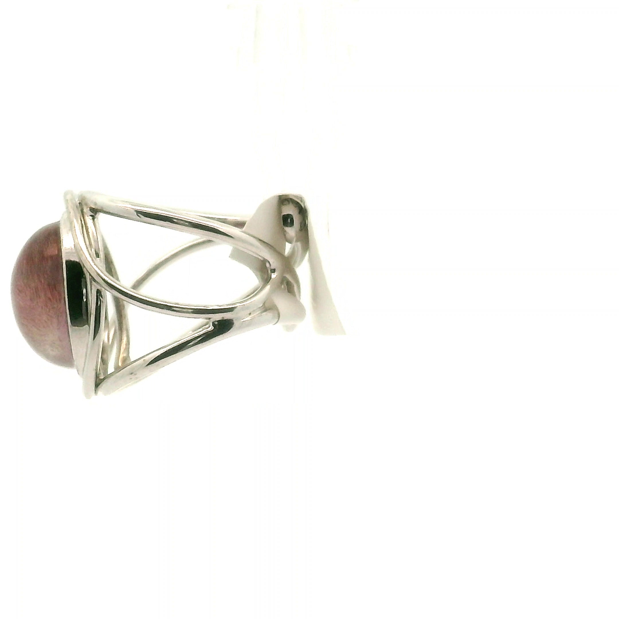 Red Rutile S7 Cuff Ring 925 Silver for Life Force Energy and Renewal