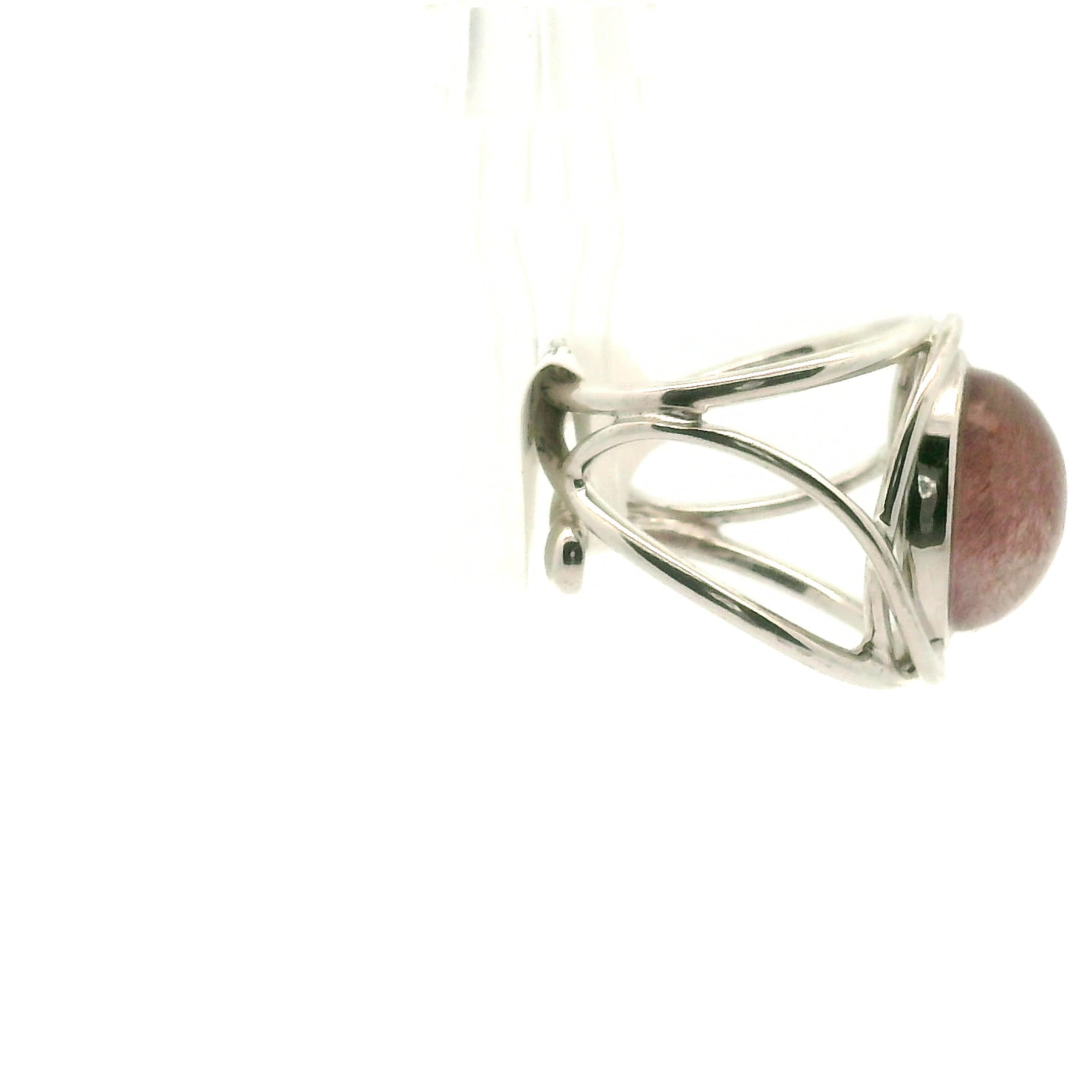 Red Rutile S7 Cuff Ring 925 Silver for Life Force Energy and Renewal