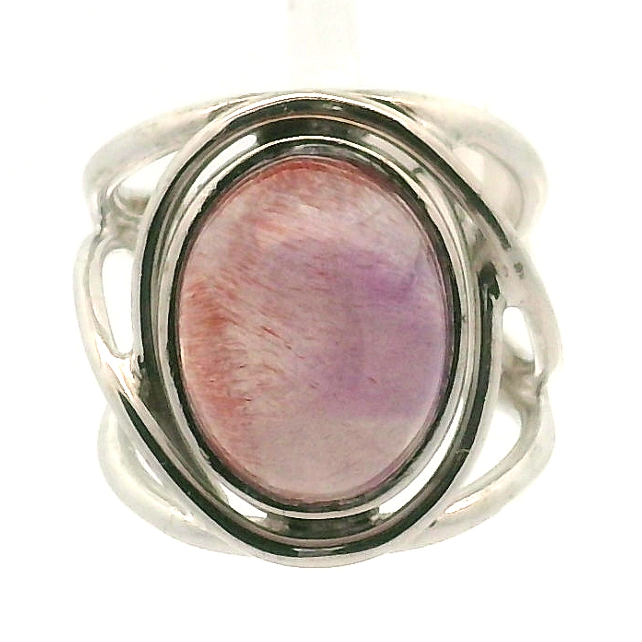 Red Rutile S7 Cuff Ring 925 Silver for Life Force Energy and Renewal