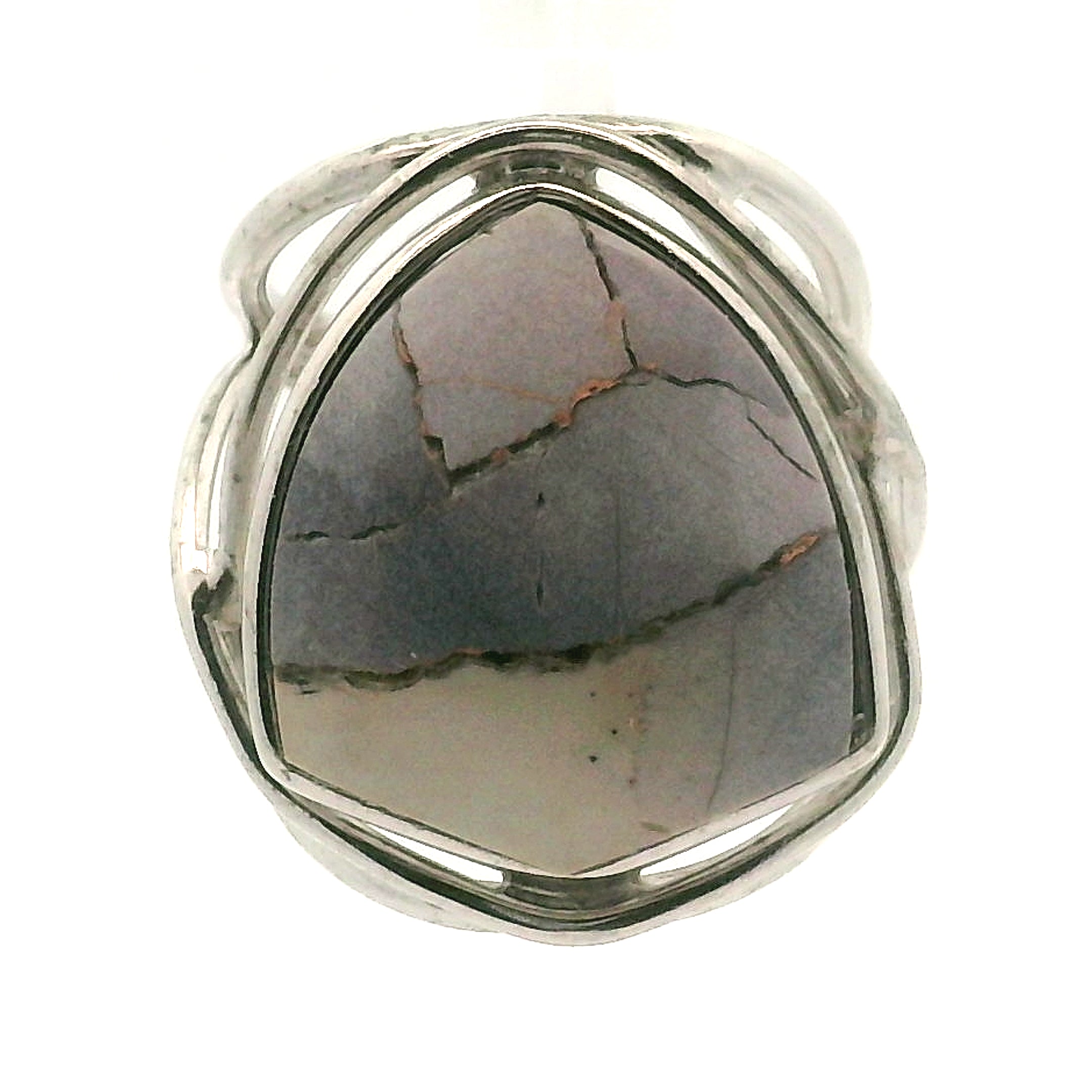 Hyacinth Jasper Cuff Ring 925 Silver for Inner Knowing and Higher Perception