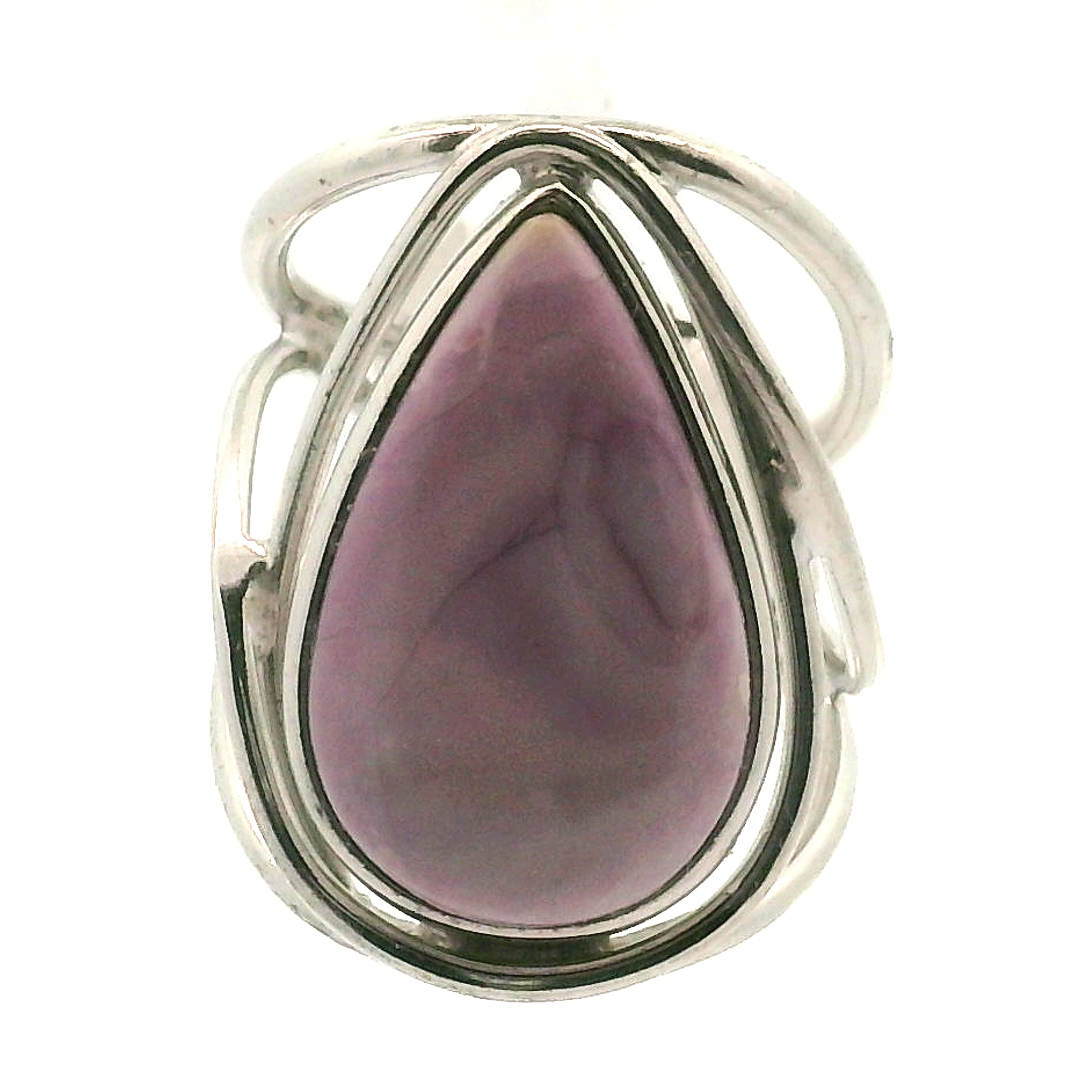 Hyacinth Jasper Cuff Ring 925 Silver for Inner Knowing and Higher Perception