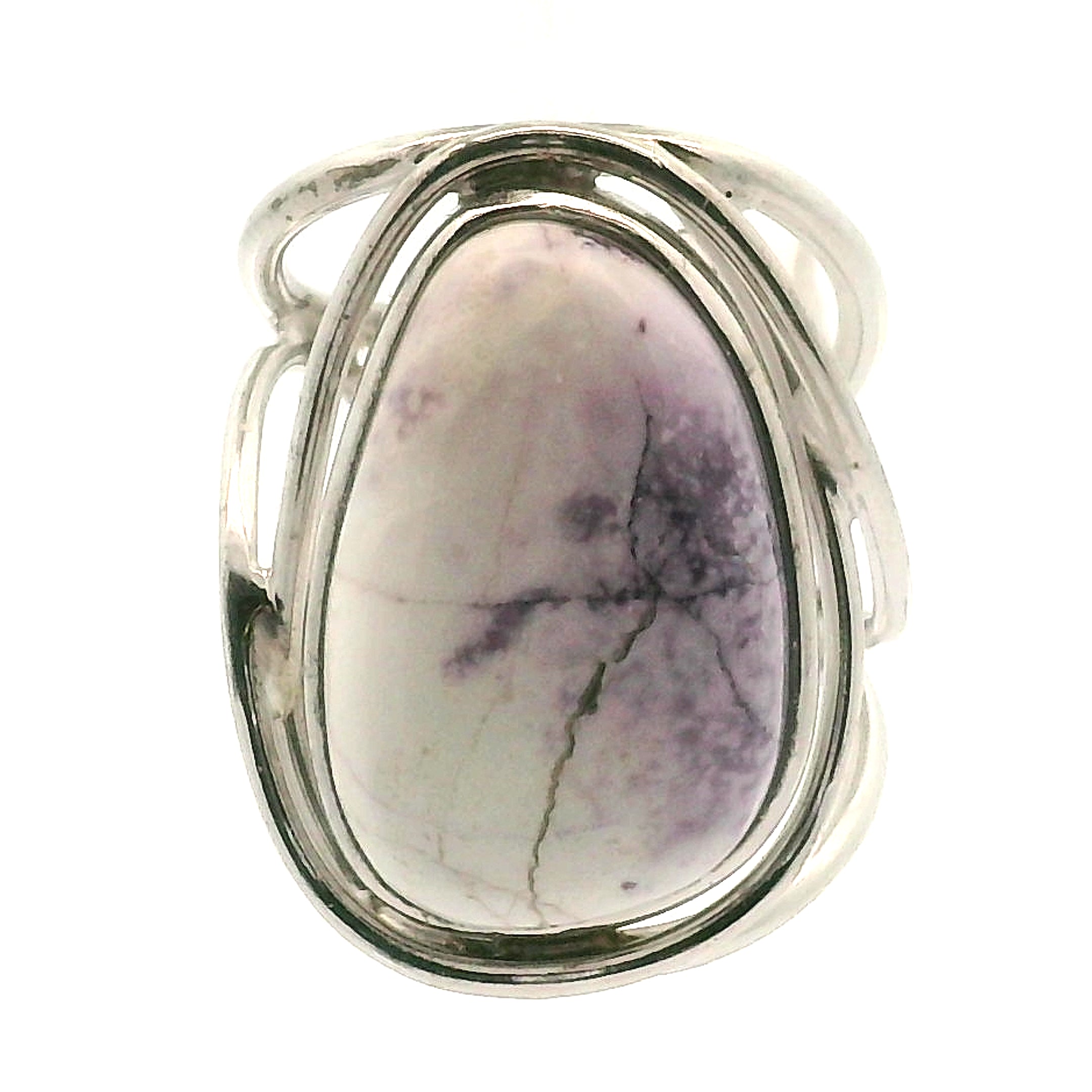 Hyacinth Jasper Cuff Ring 925 Silver for Inner Knowing and Higher Perception