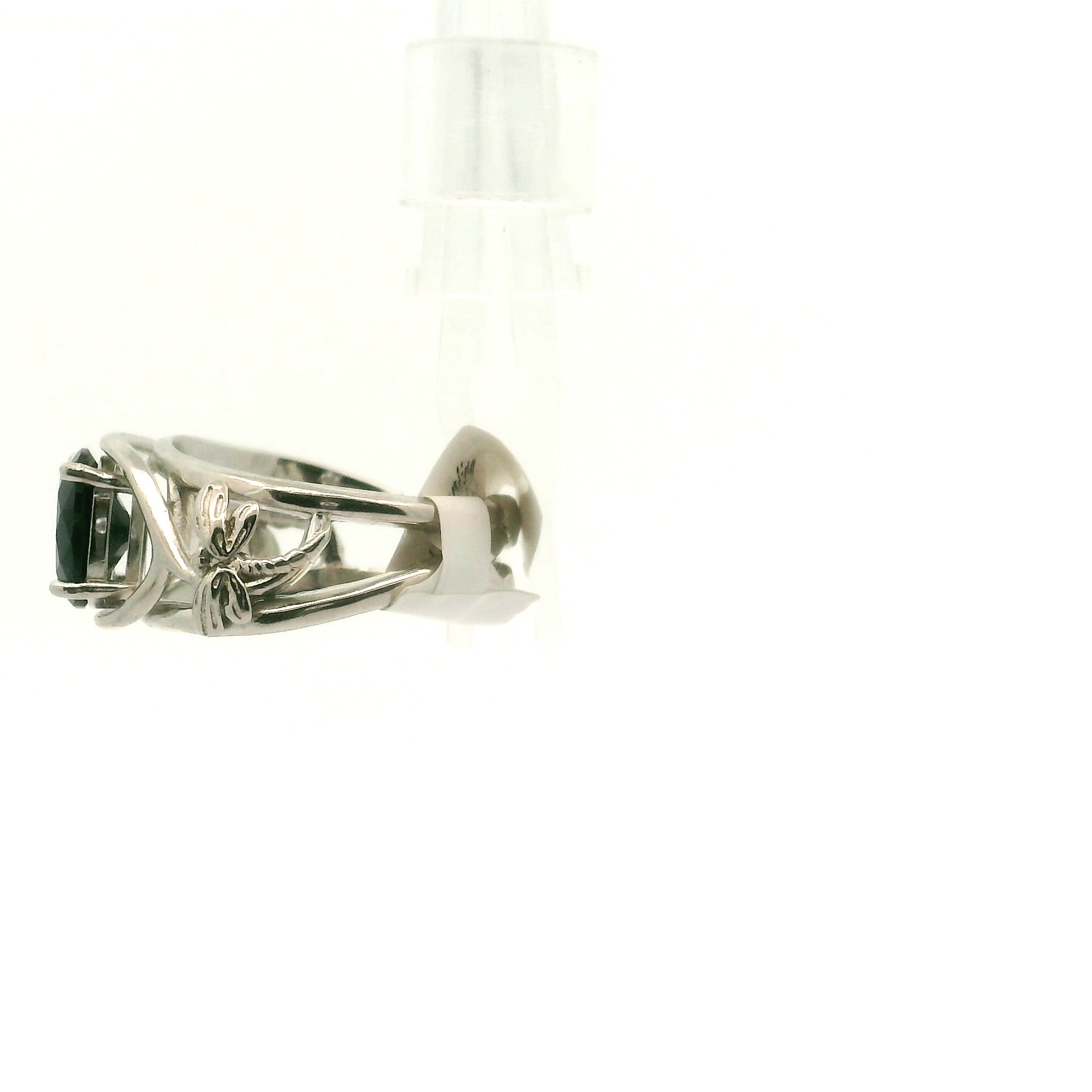 Black Spinel Dragonfly Cuff Ring .925 Silver for Empowerment, Grounding and Protection