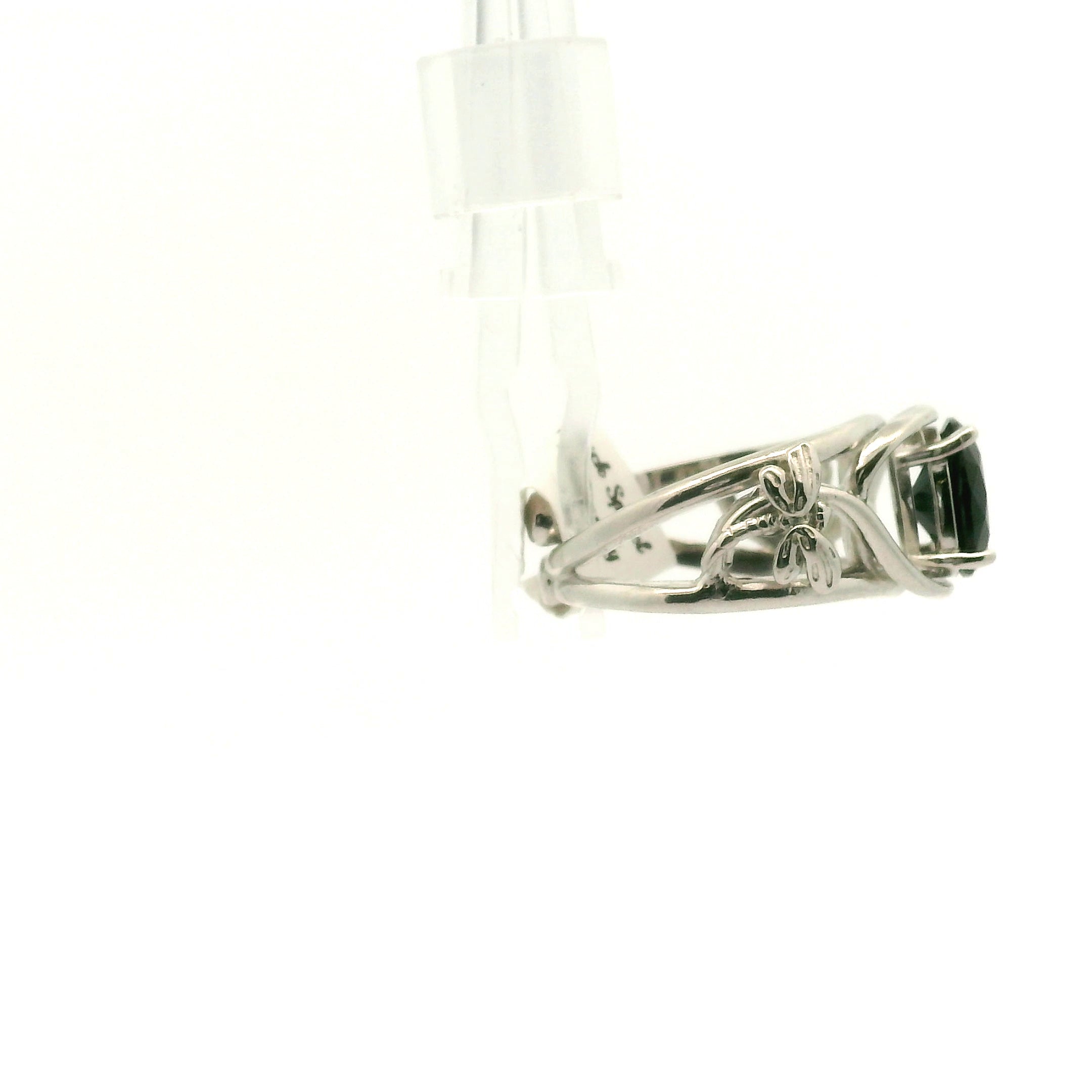 Black Spinel Dragonfly Cuff Ring .925 Silver for Empowerment, Grounding and Protection