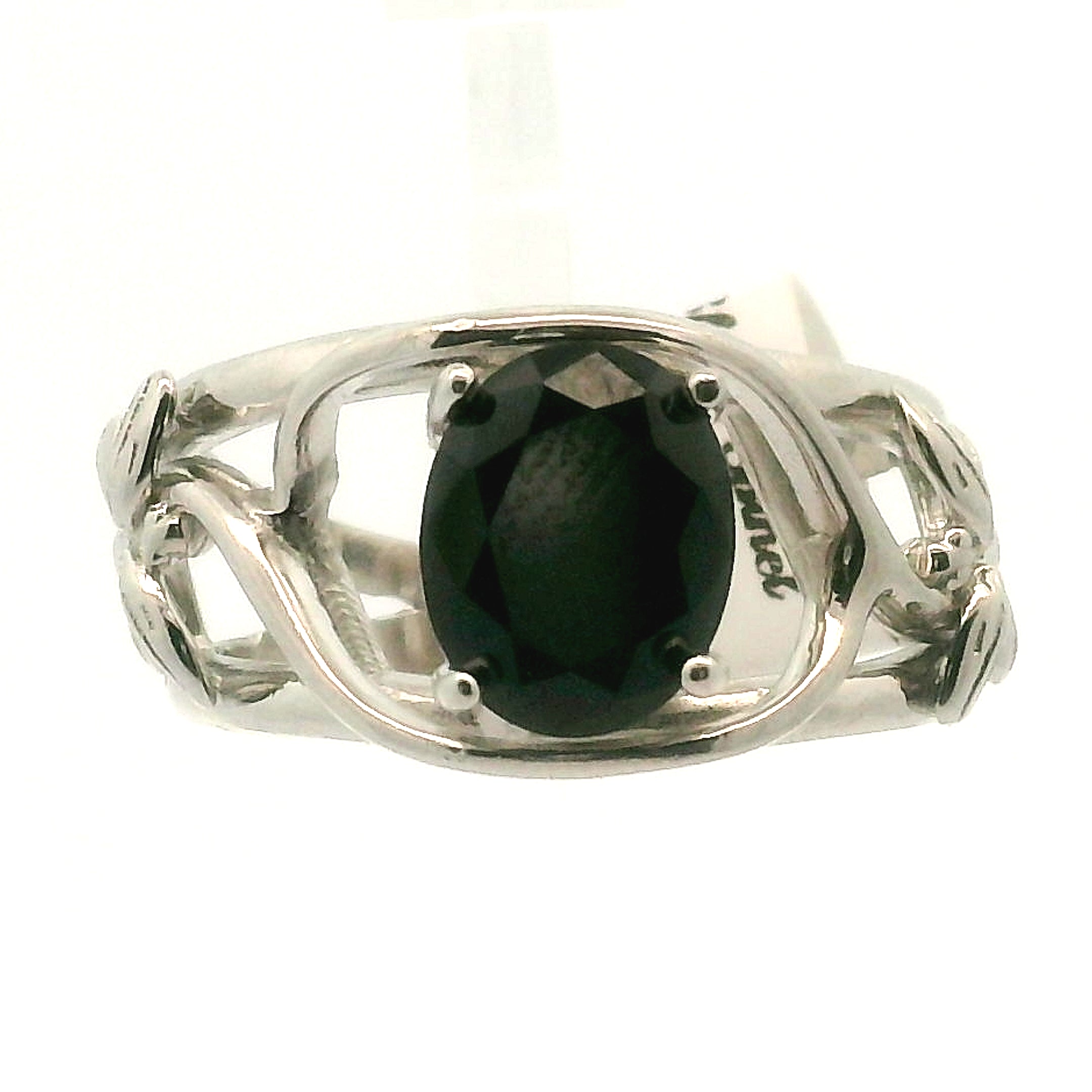 Black Spinel Dragonfly Cuff Ring .925 Silver for Empowerment, Grounding and Protection