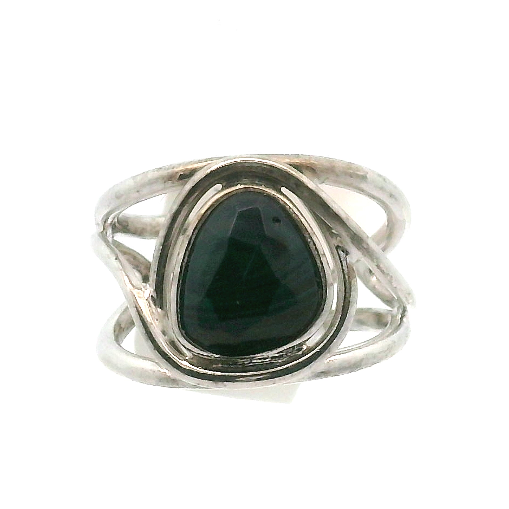 Swedish Blue Glass Cuff Ring 925 Silver for Peace, Protection and Clarity