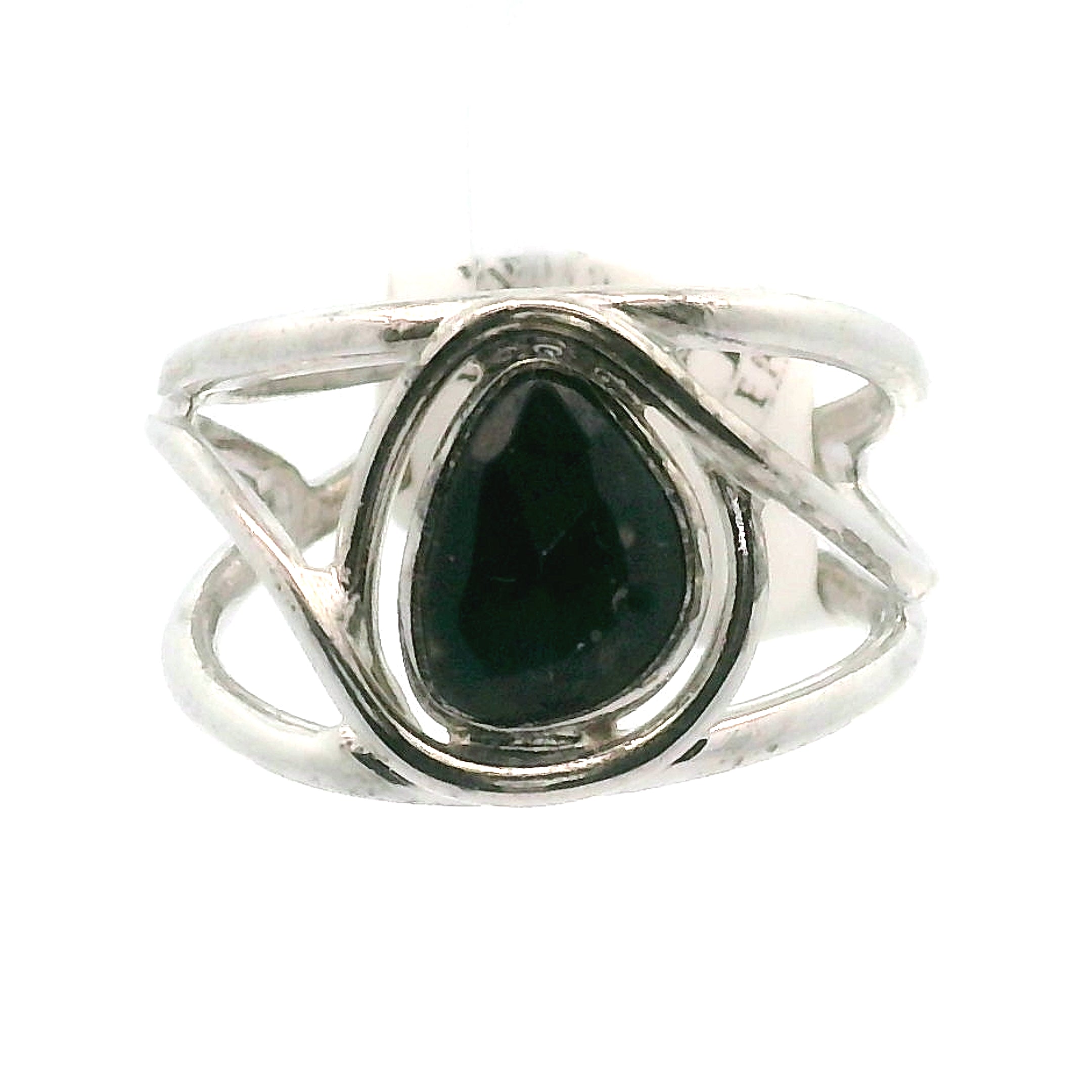 Swedish Blue Glass Cuff Ring 925 Silver for Peace, Protection and Clarity