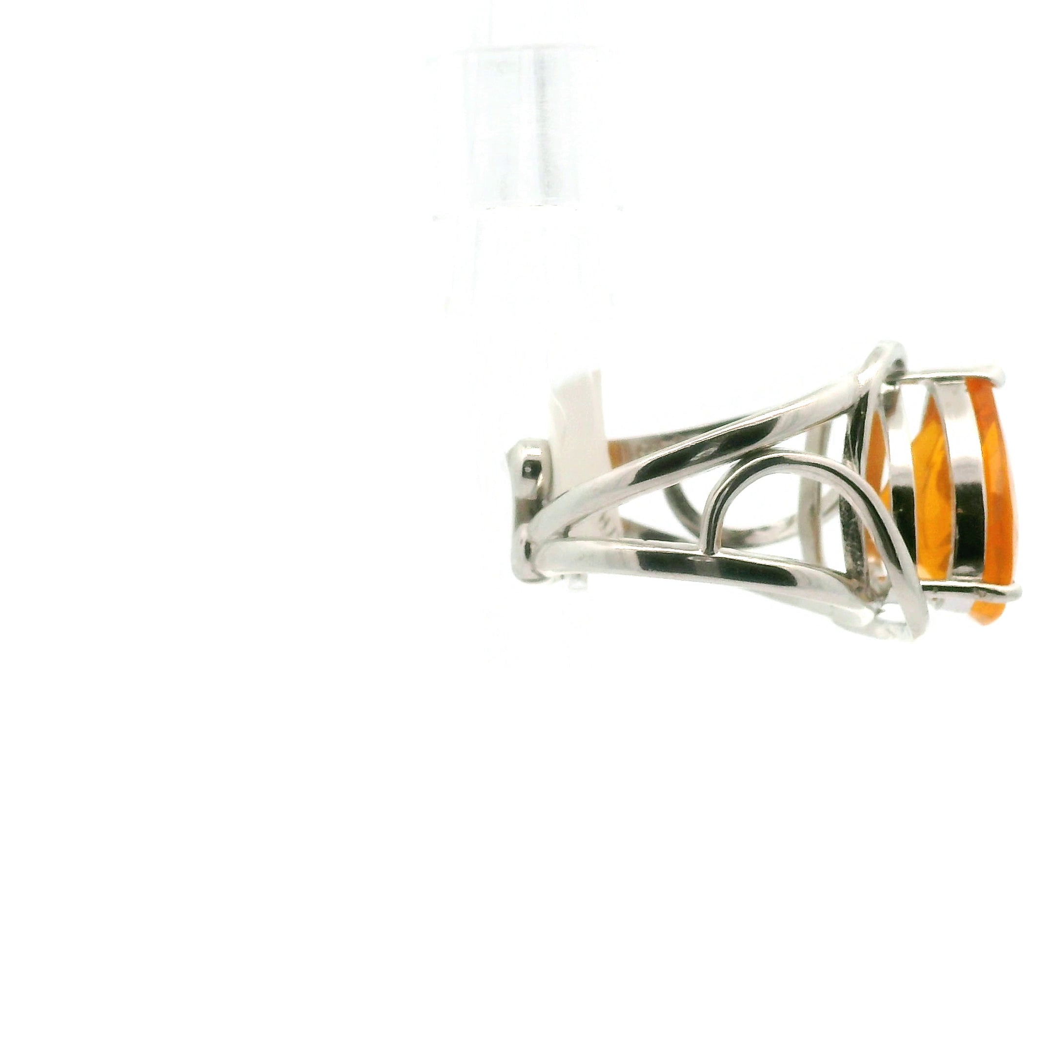 Fire Opal Faceted Cuff Ring .925 Silver for Confidence and Increasing Motivation