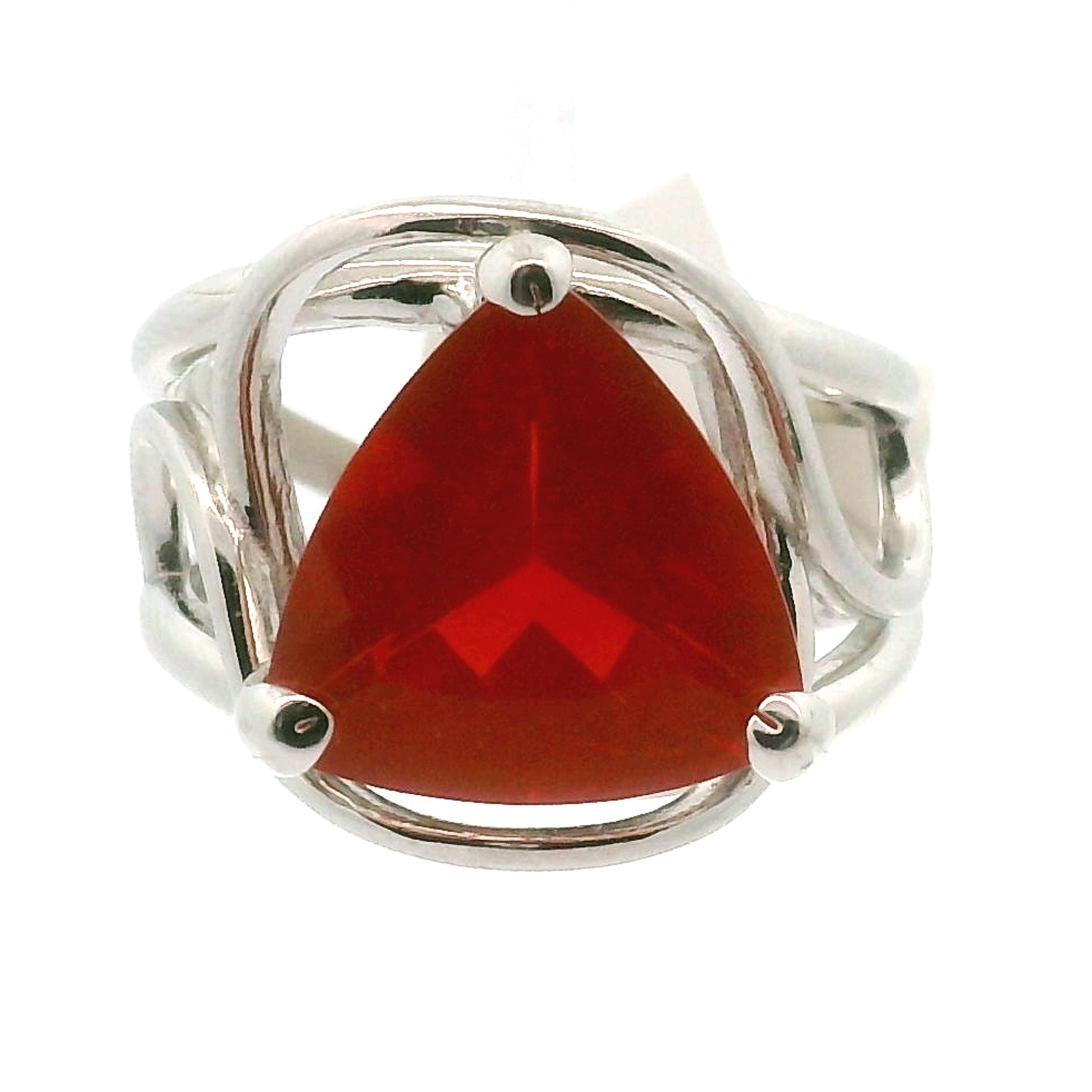 Fire Opal Faceted Cuff Ring .925 Silver for Confidence and Increasing Motivation