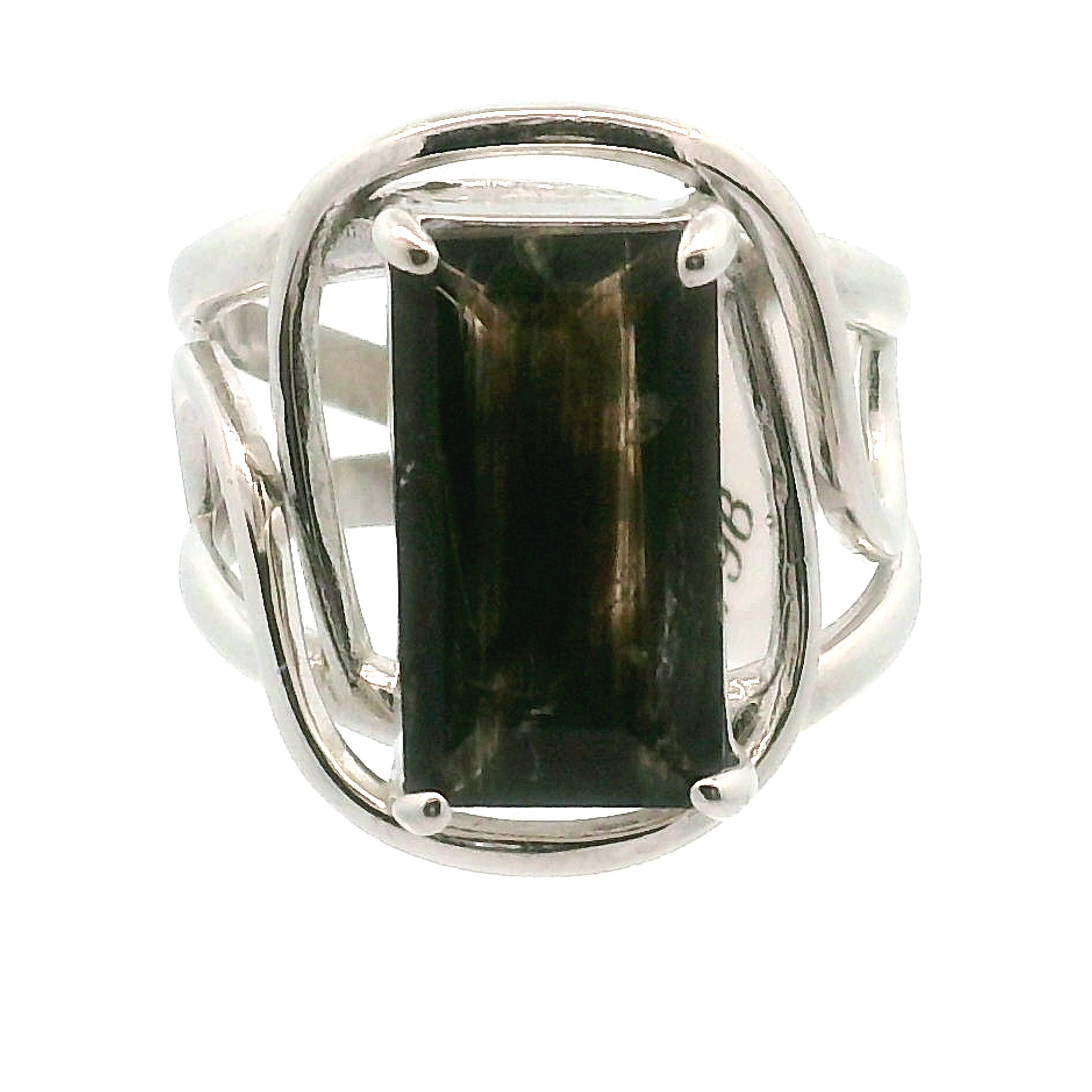 Dark Rainbow Scapolite Midi Cuff Ring .925 Silver for Enhancing Communication with Guides, Insight & Memory