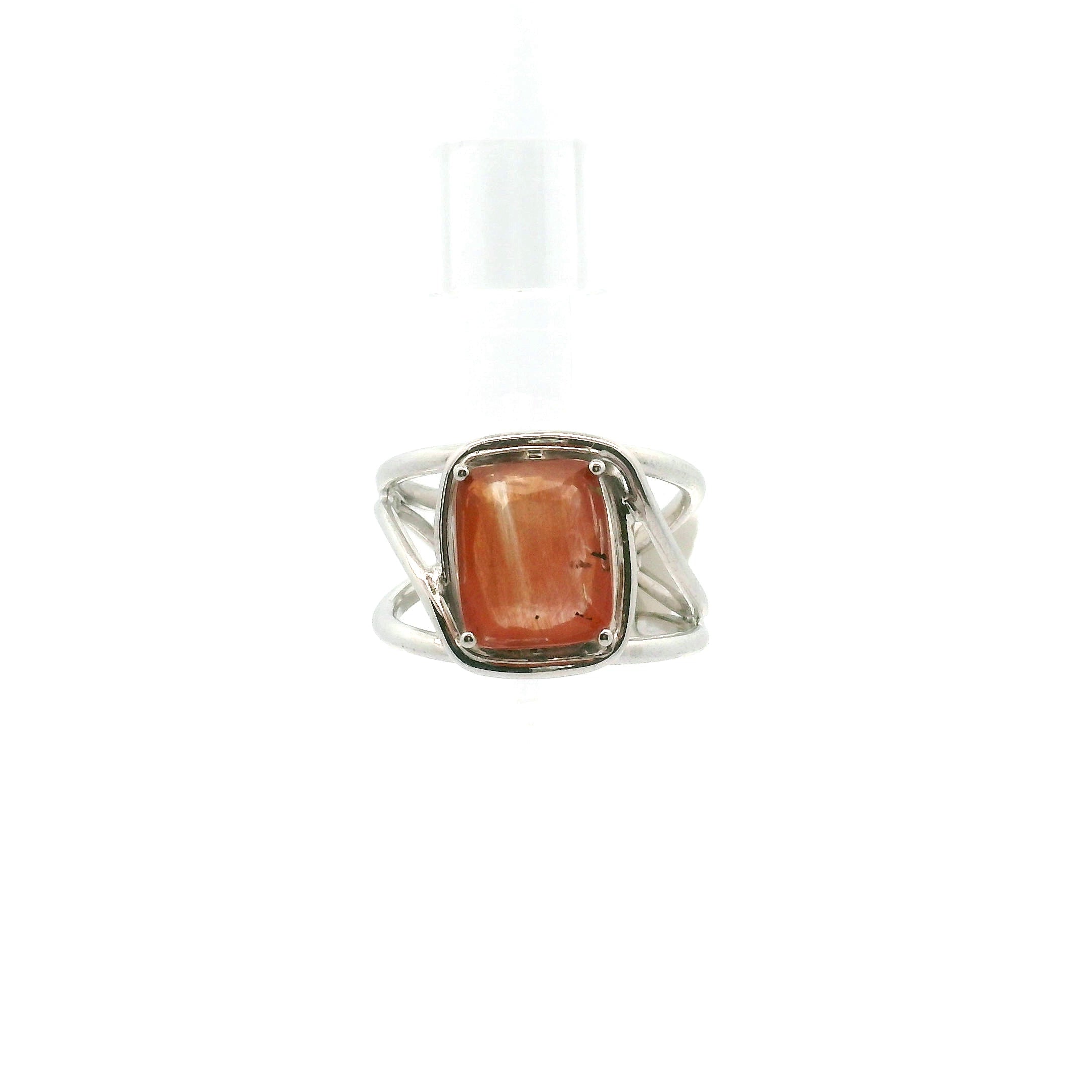 Solar Scapolite Cuff Ring .925 Silver for Enhancing Communication with Guides, Insight & Memory