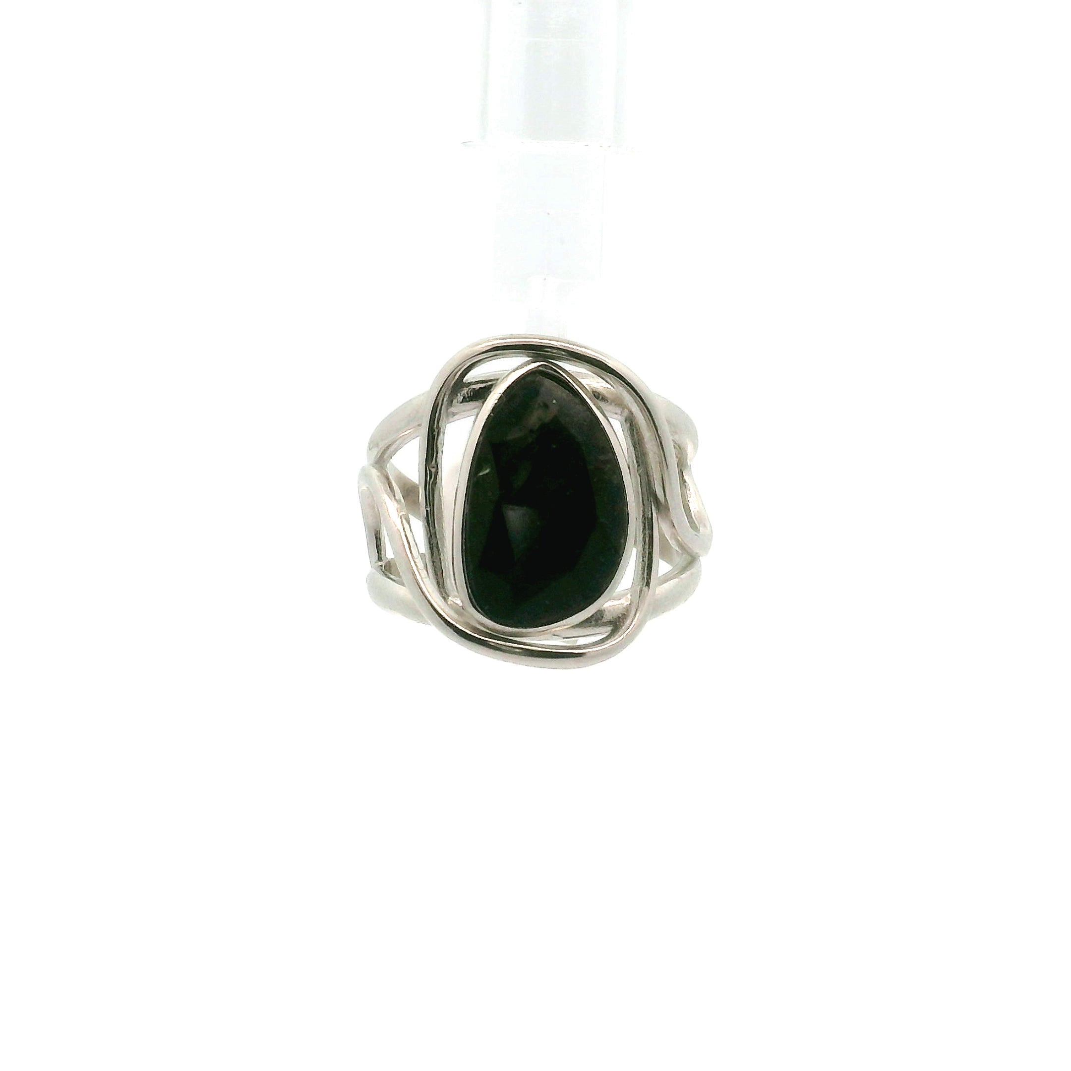 Nuummite Cuff Ring .925 Silver for Awareness, Communication and Meditation
