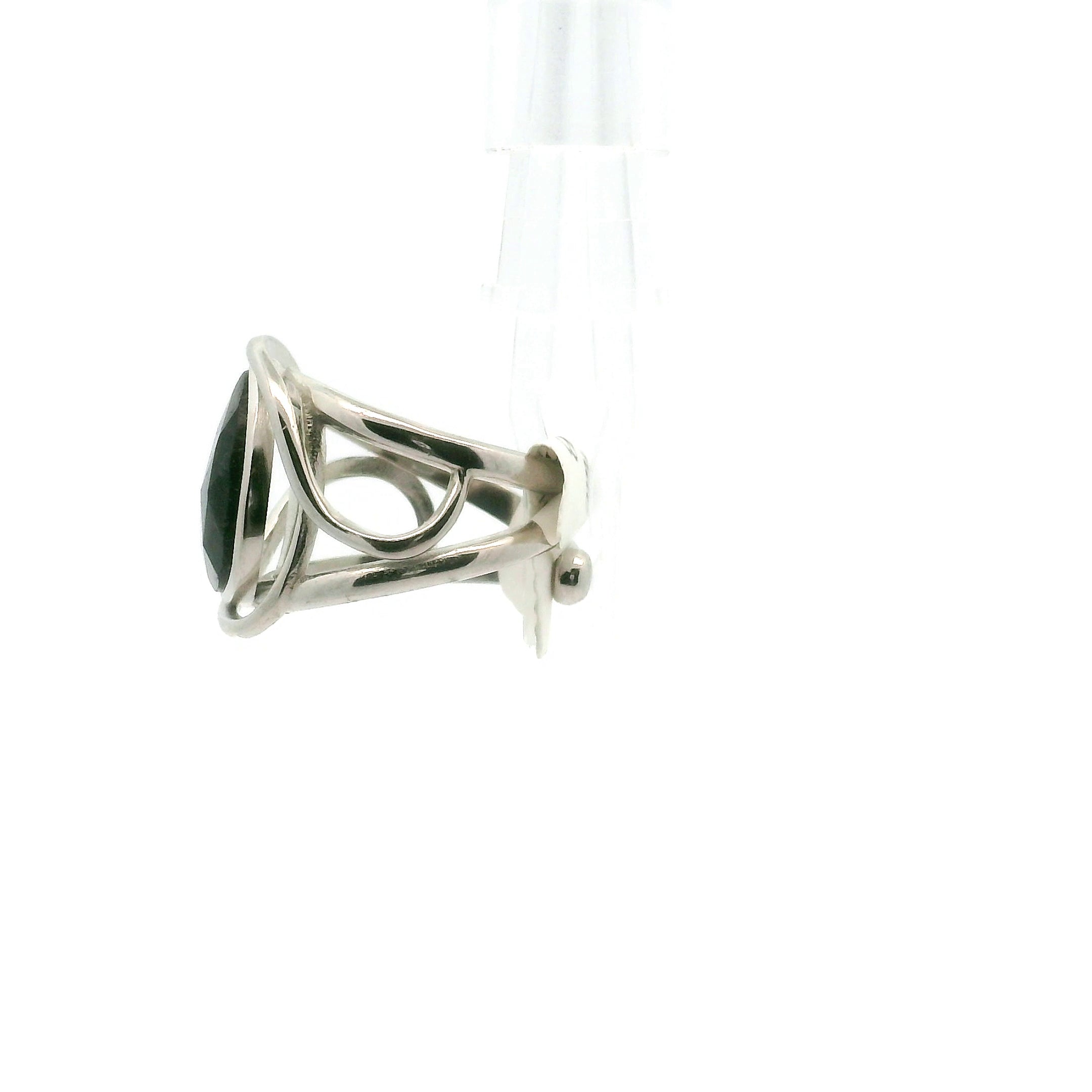 Nuummite Cuff Ring .925 Silver for Awareness, Communication and Meditation
