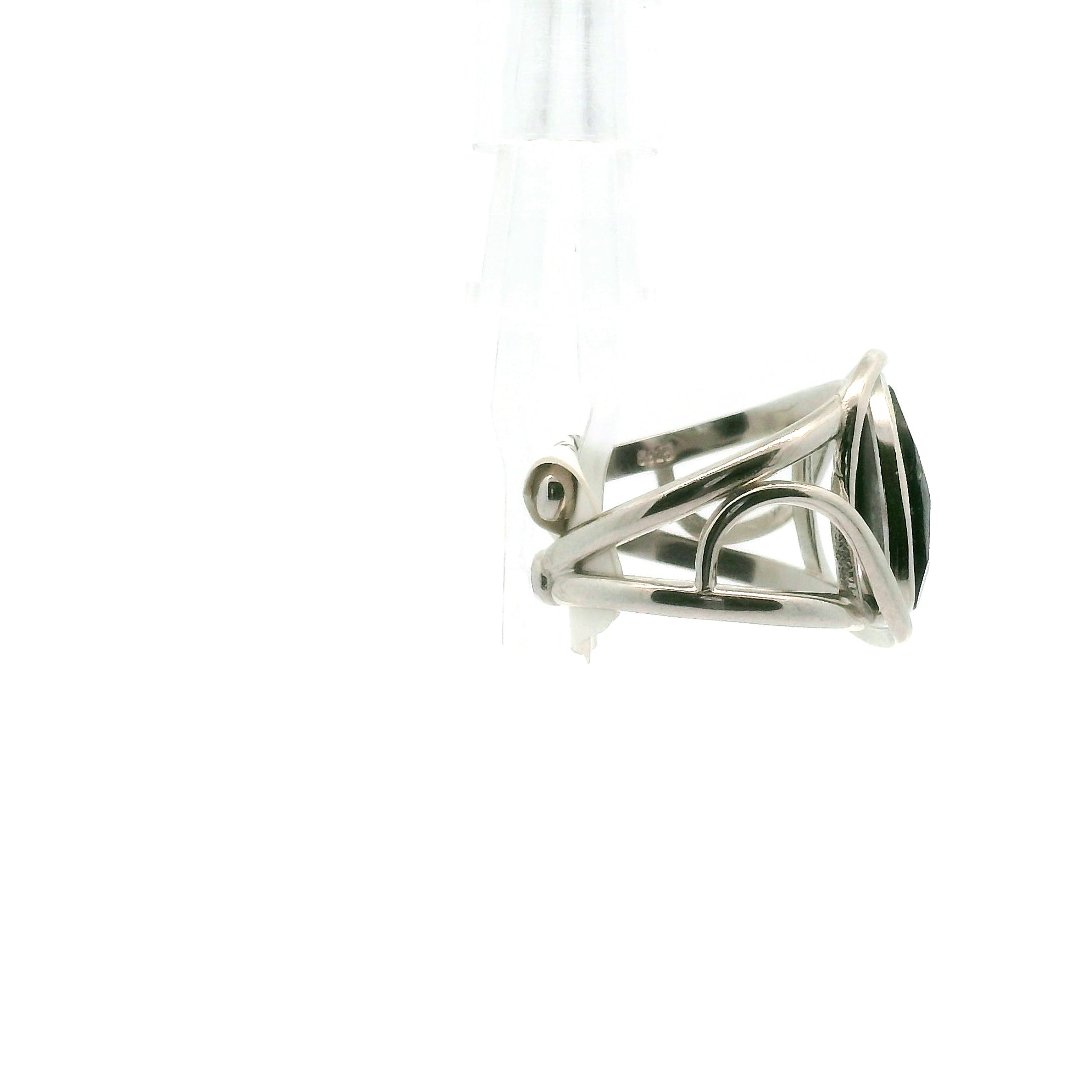 Nuummite Cuff Ring .925 Silver for Awareness, Communication and Meditation