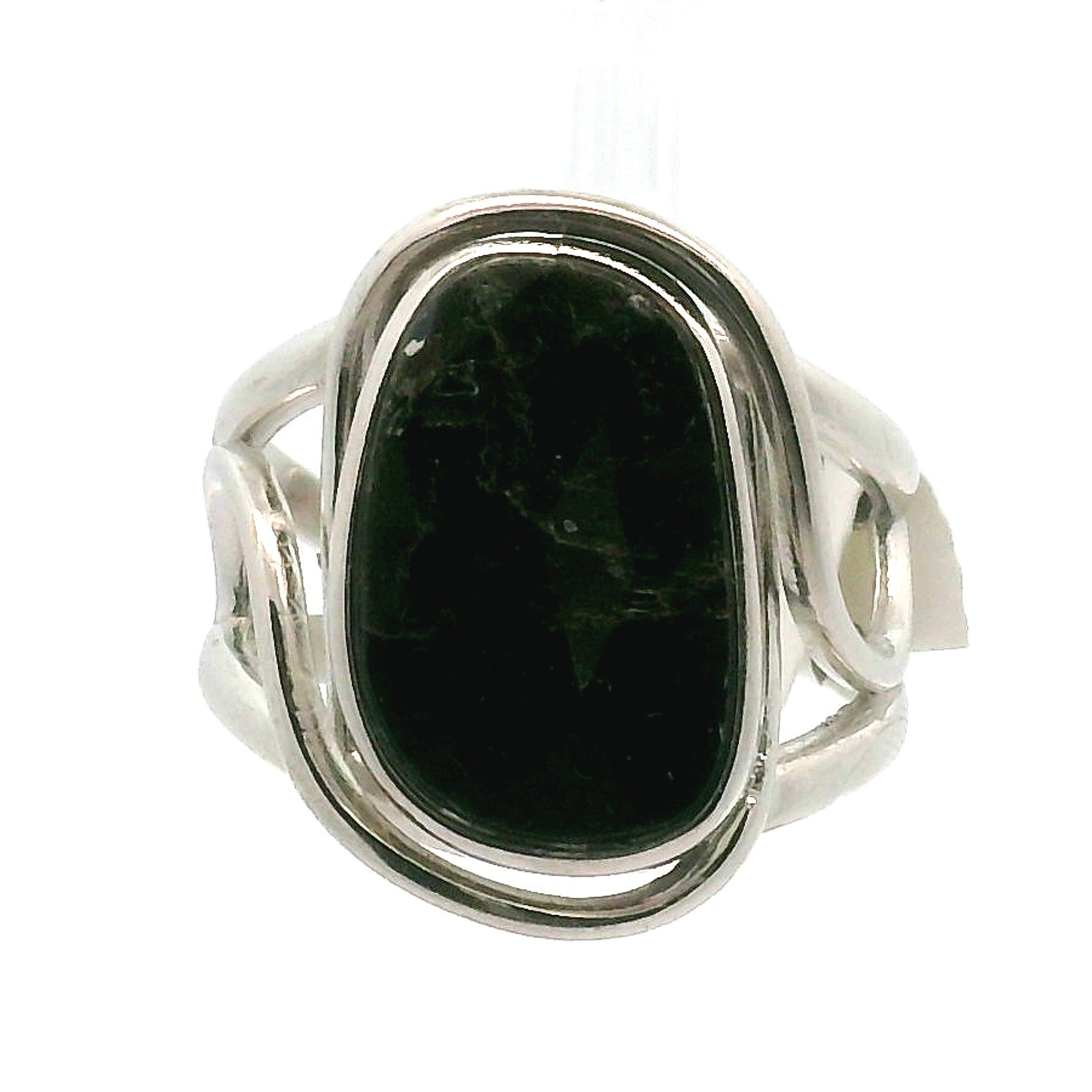 Nuummite Cuff Ring .925 Silver for Awareness, Communication and Meditation