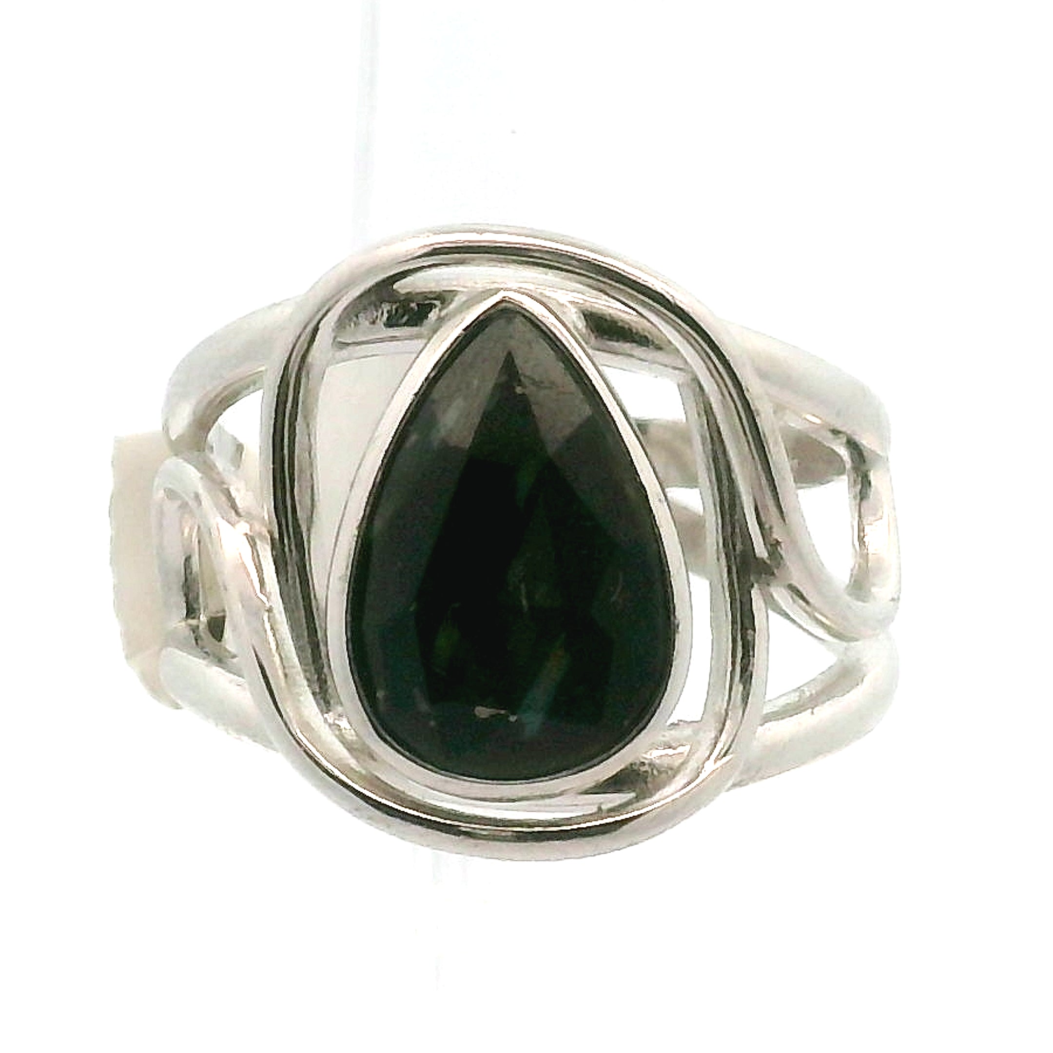 Nuummite Cuff Ring .925 Silver for Awareness, Communication and Meditation