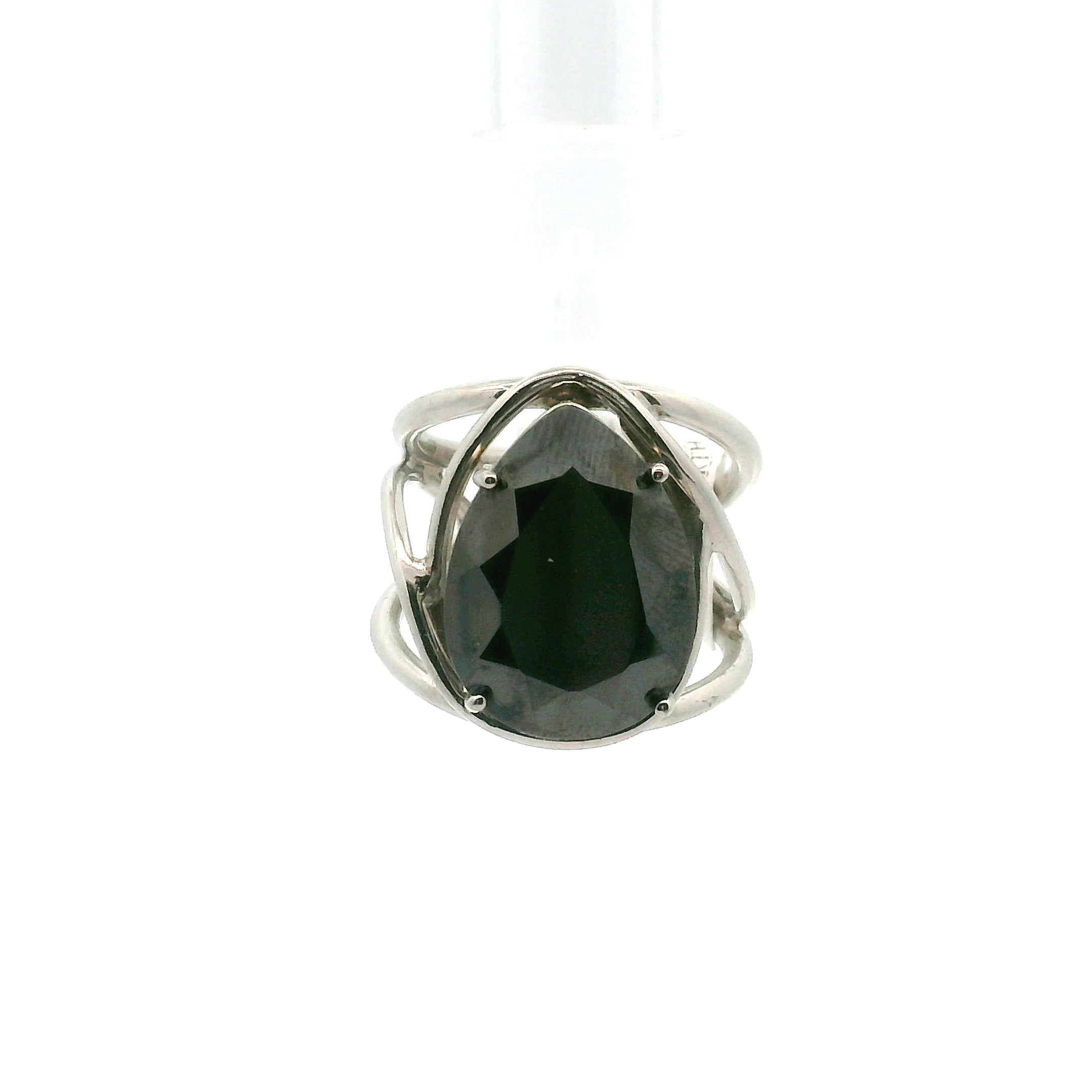 Hematite Faceted Cuff Ring .925 Silver for Deep Transformatinon and Grounding