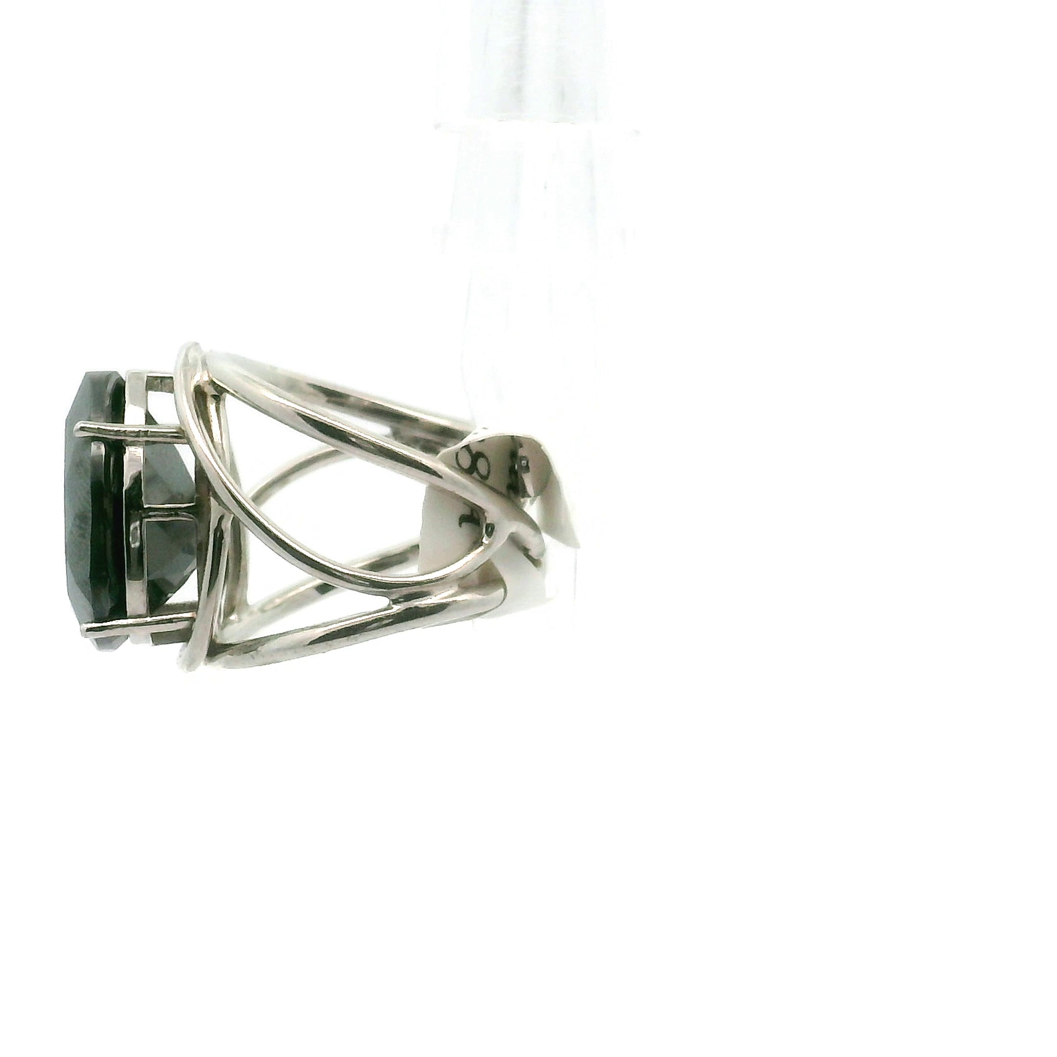 Hematite Faceted Cuff Ring .925 Silver for Deep Transformatinon and Grounding