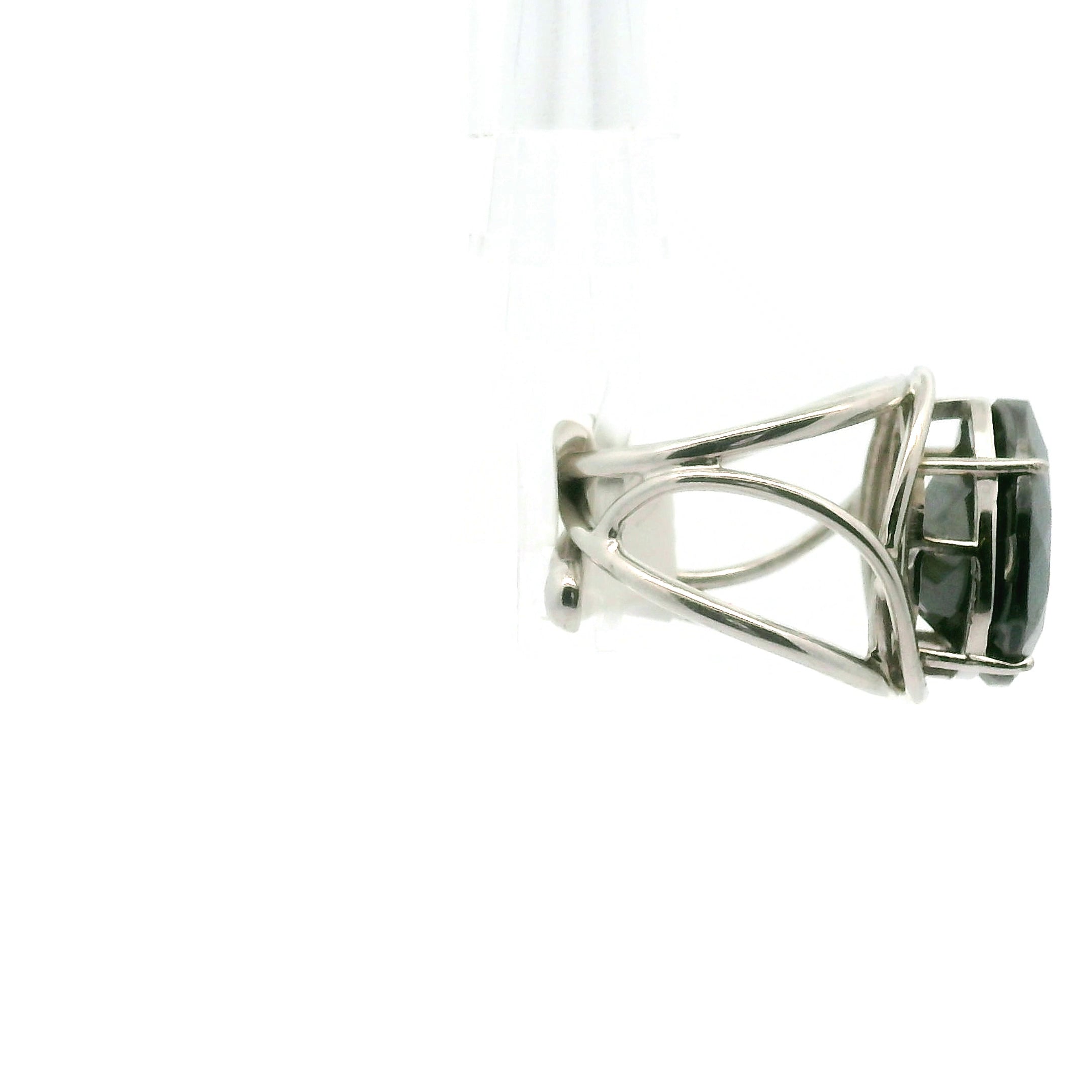 Hematite Faceted Cuff Ring .925 Silver for Deep Transformatinon and Grounding