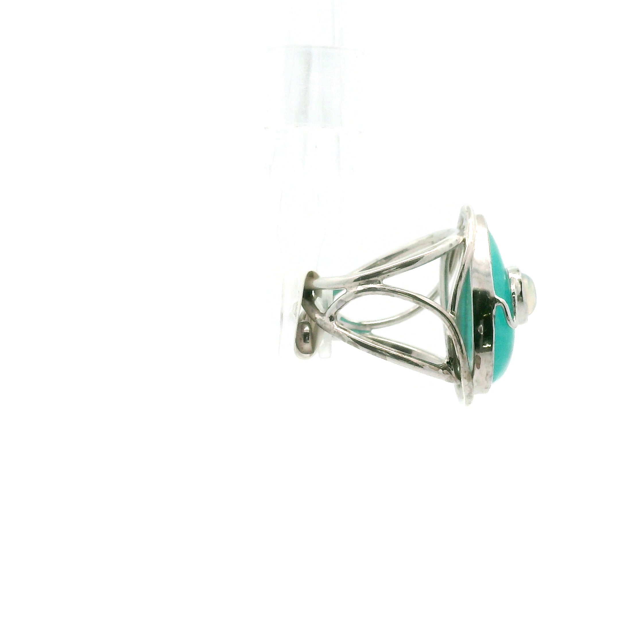 Amazonite with Opal Cuff Ring .925 Silver for Harmony and Hope