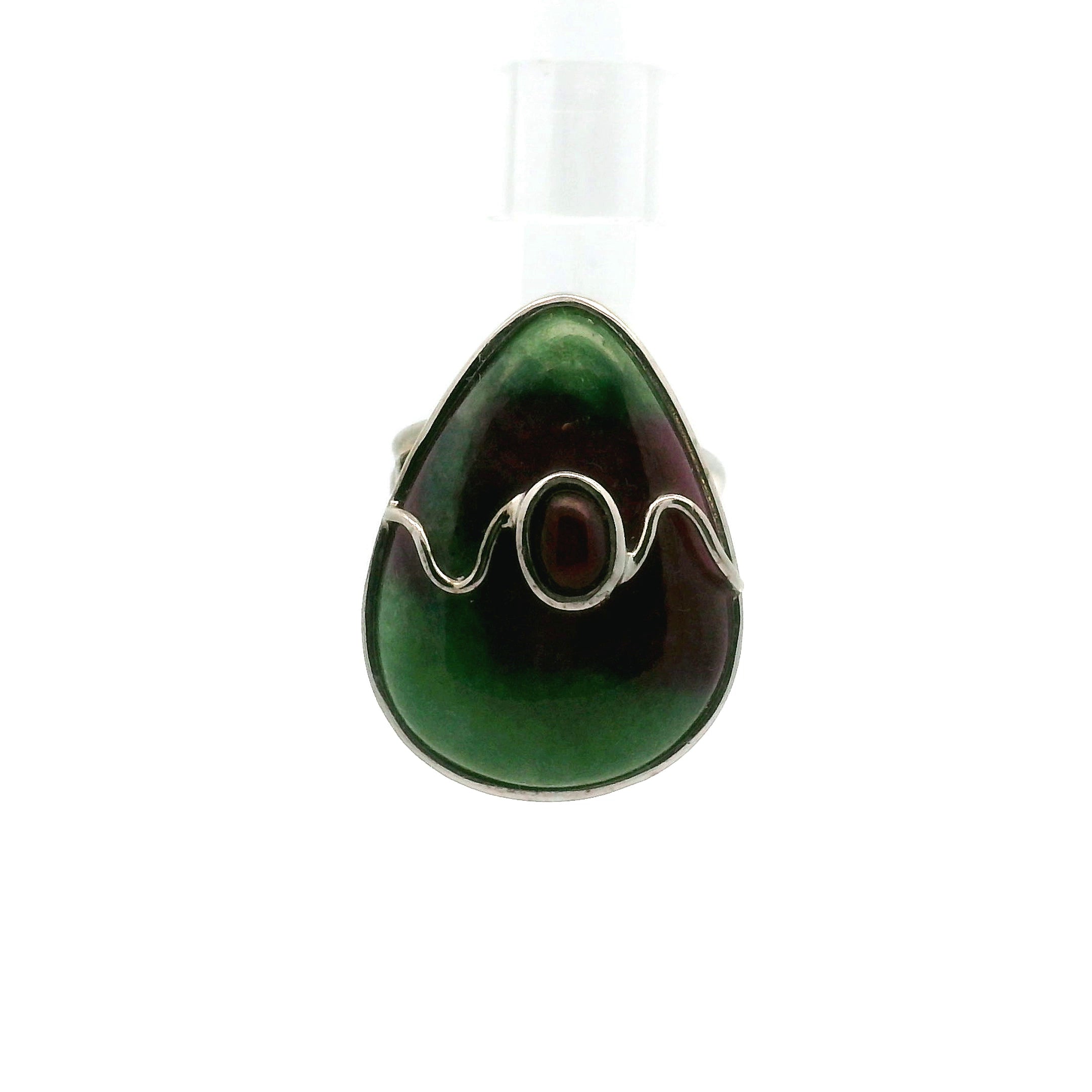 Ruby Zoisite with Ruby Cuff Ring .925 Silver for Courage and Passion