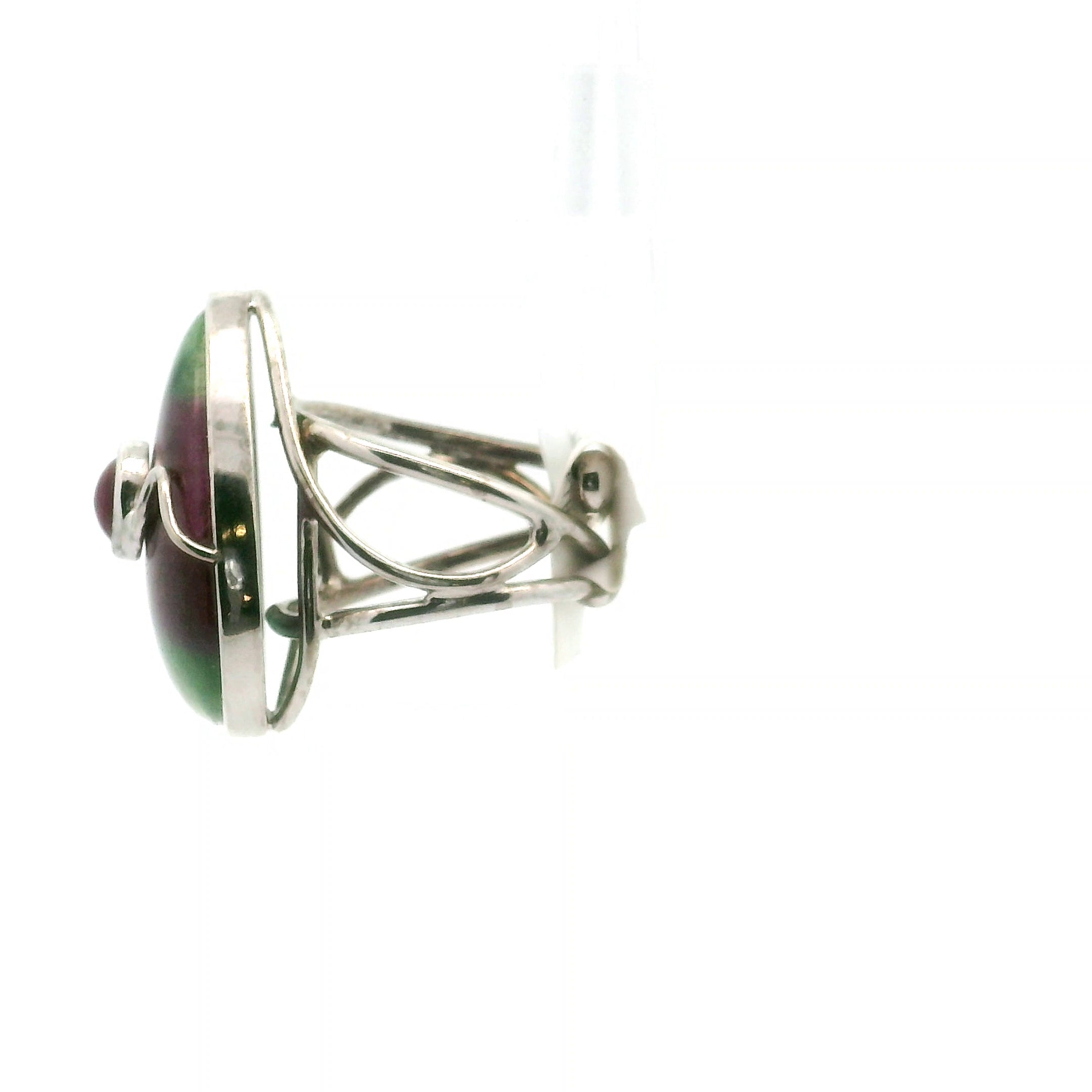 Ruby Zoisite with Ruby Cuff Ring .925 Silver for Courage and Passion