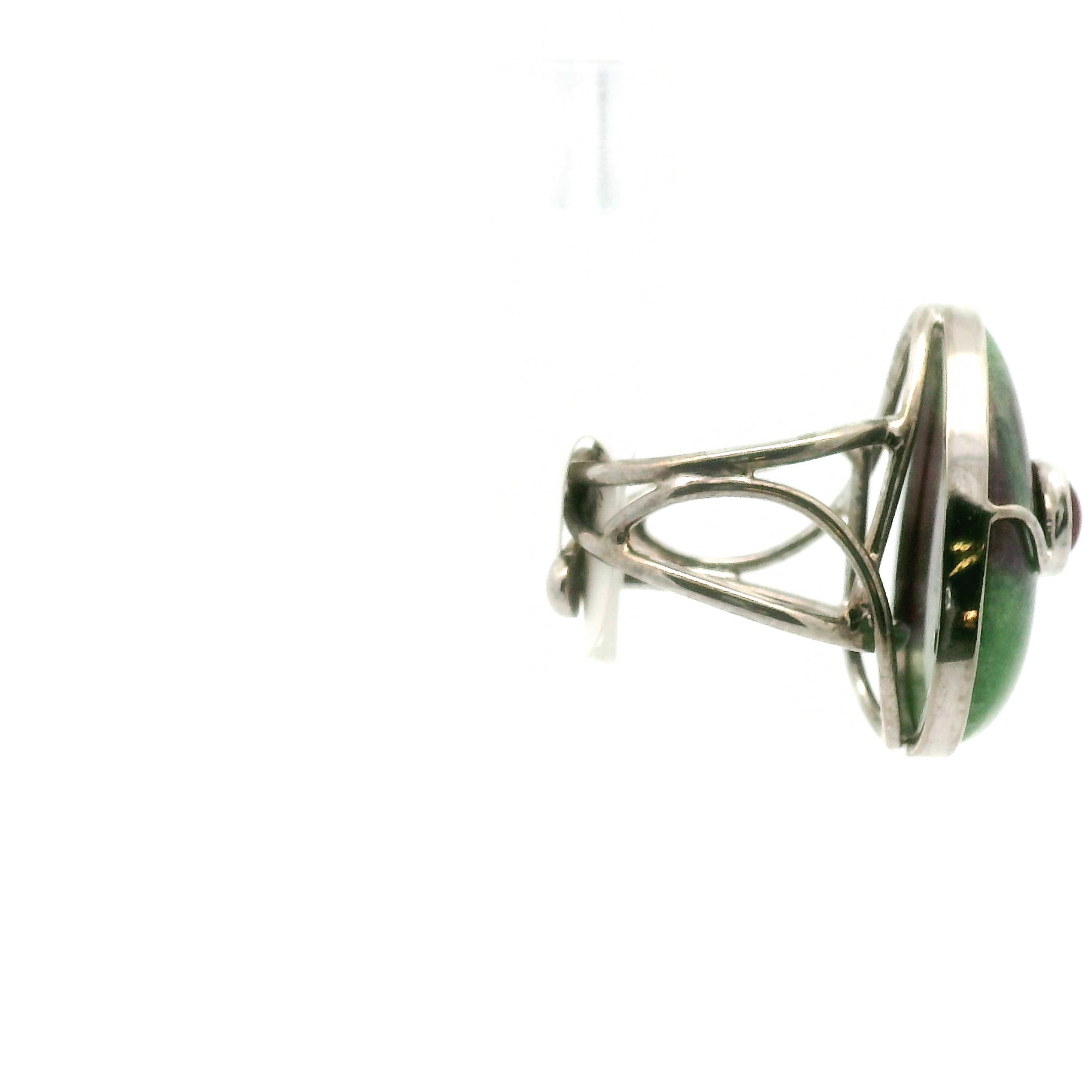 Ruby Zoisite with Ruby Cuff Ring .925 Silver for Courage and Passion