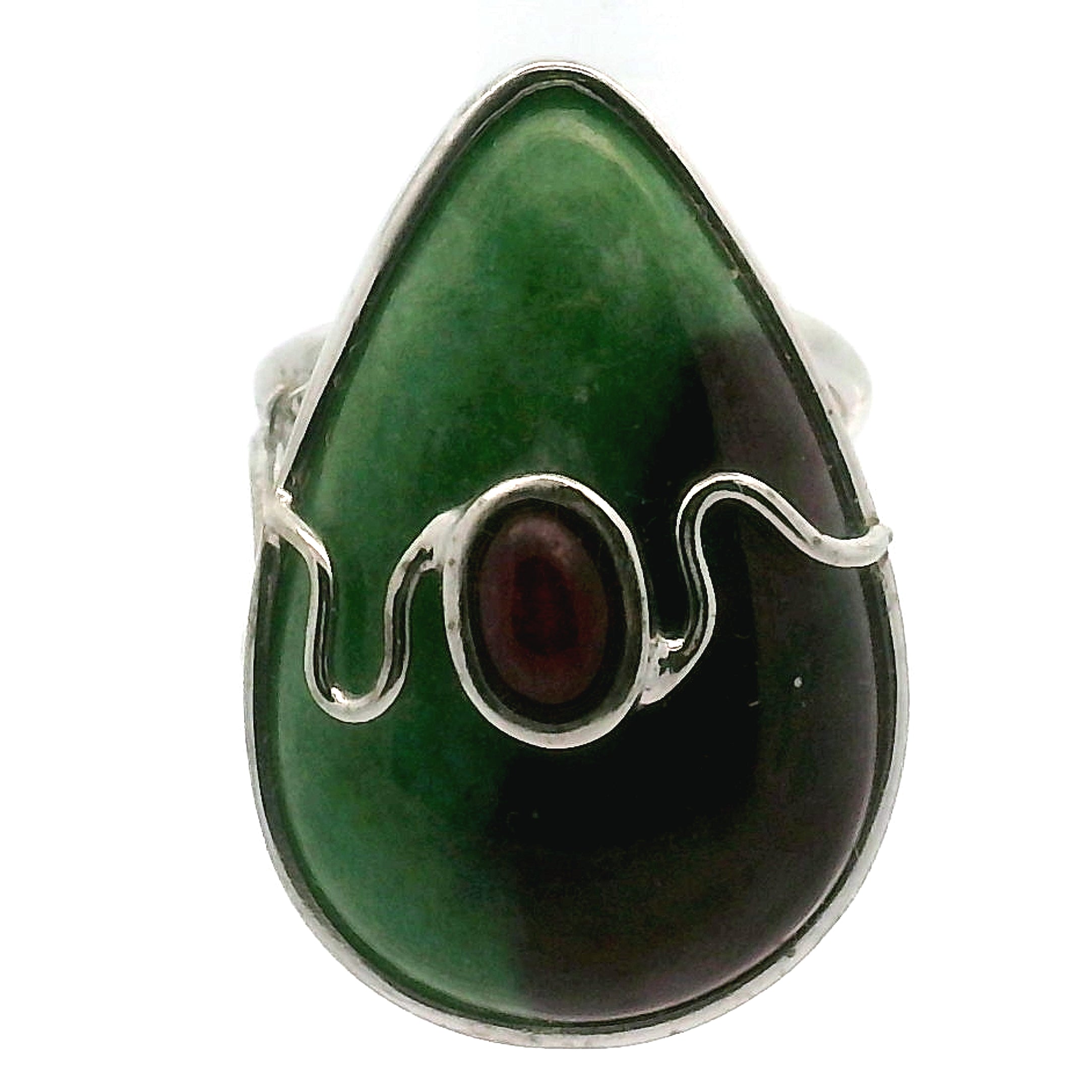 Ruby Zoisite with Ruby Cuff Ring .925 Silver for Courage and Passion