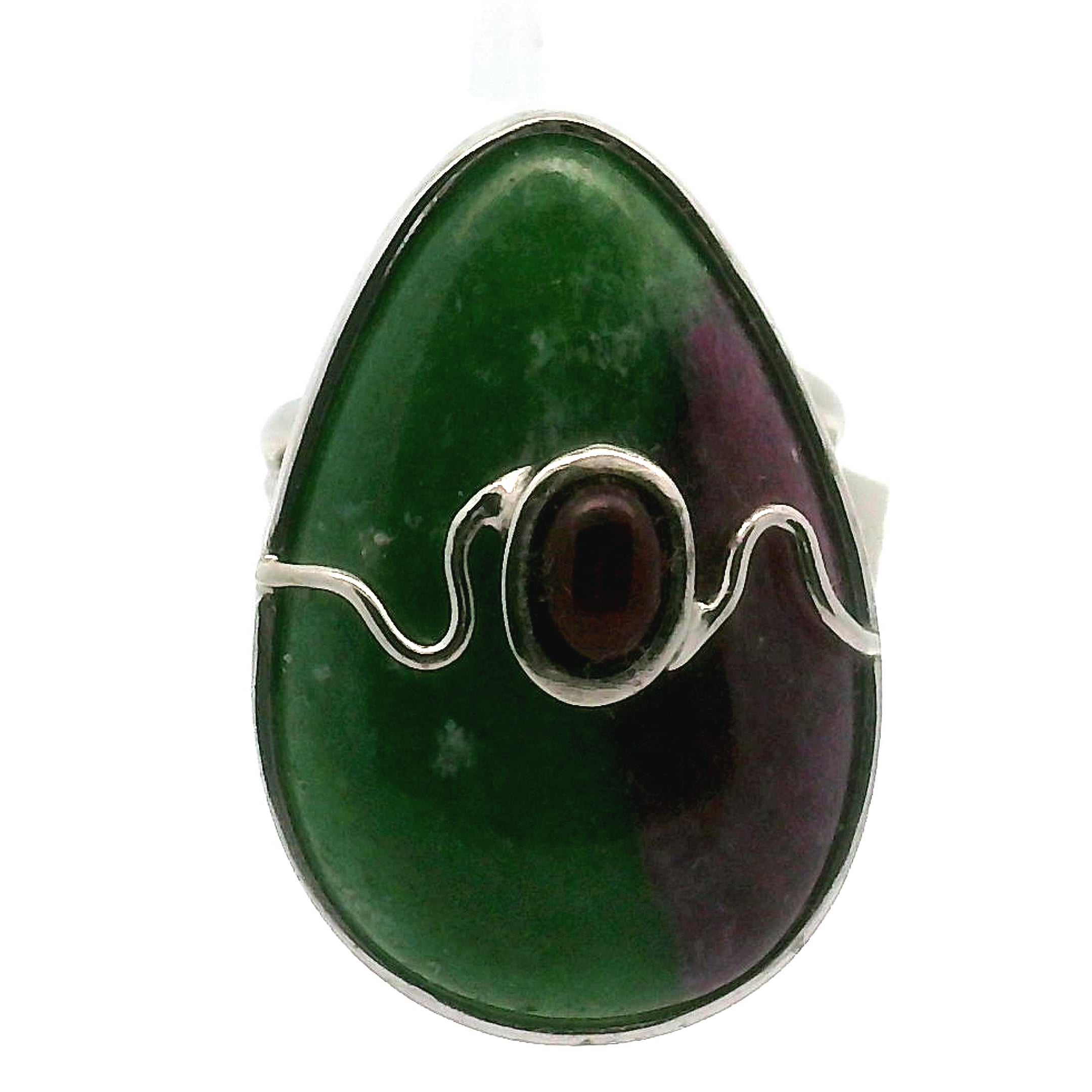 Ruby Zoisite with Ruby Cuff Ring .925 Silver for Courage and Passion