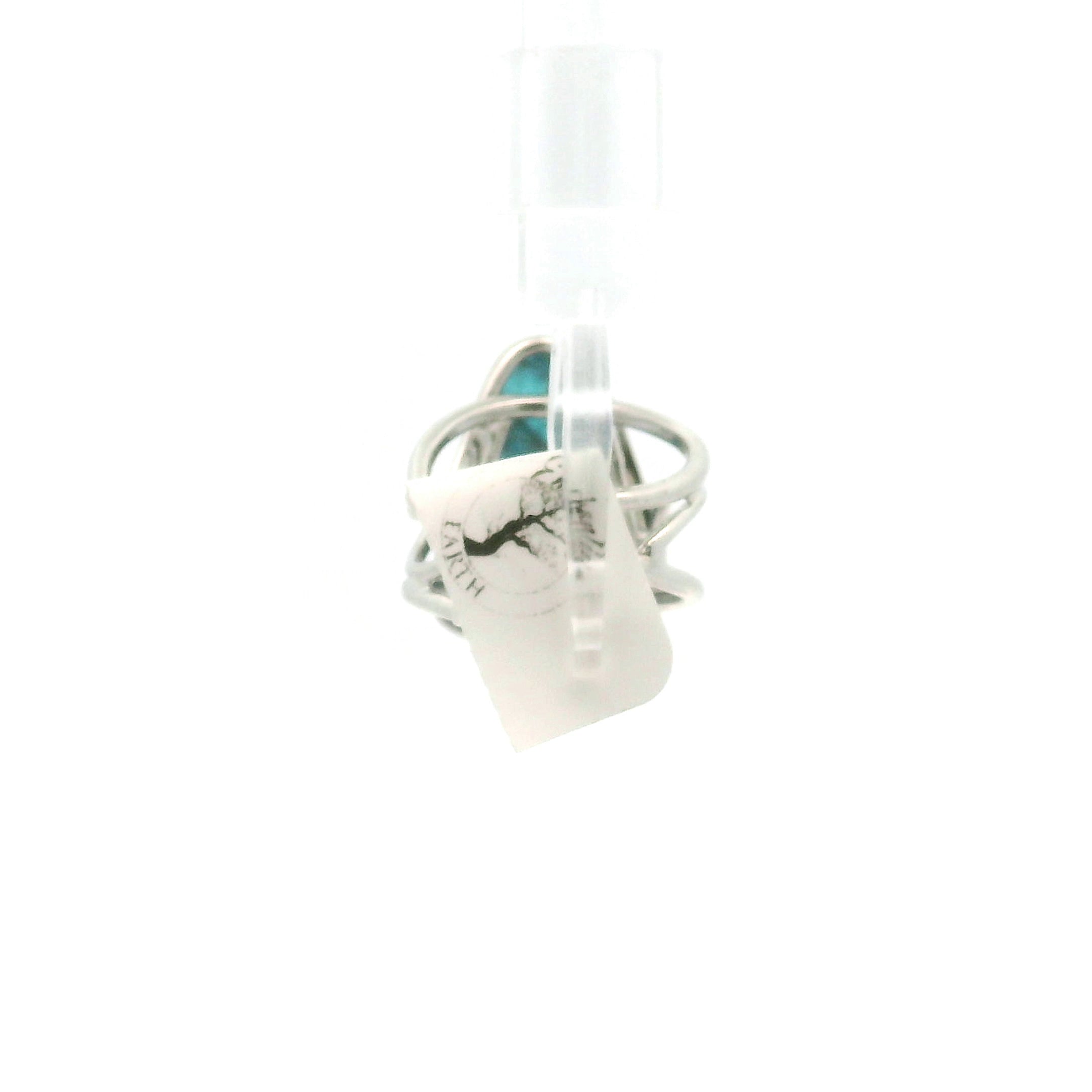 Blue Apatite with Opal Cuff Ring .925 Silver for Communication with Higher Realms