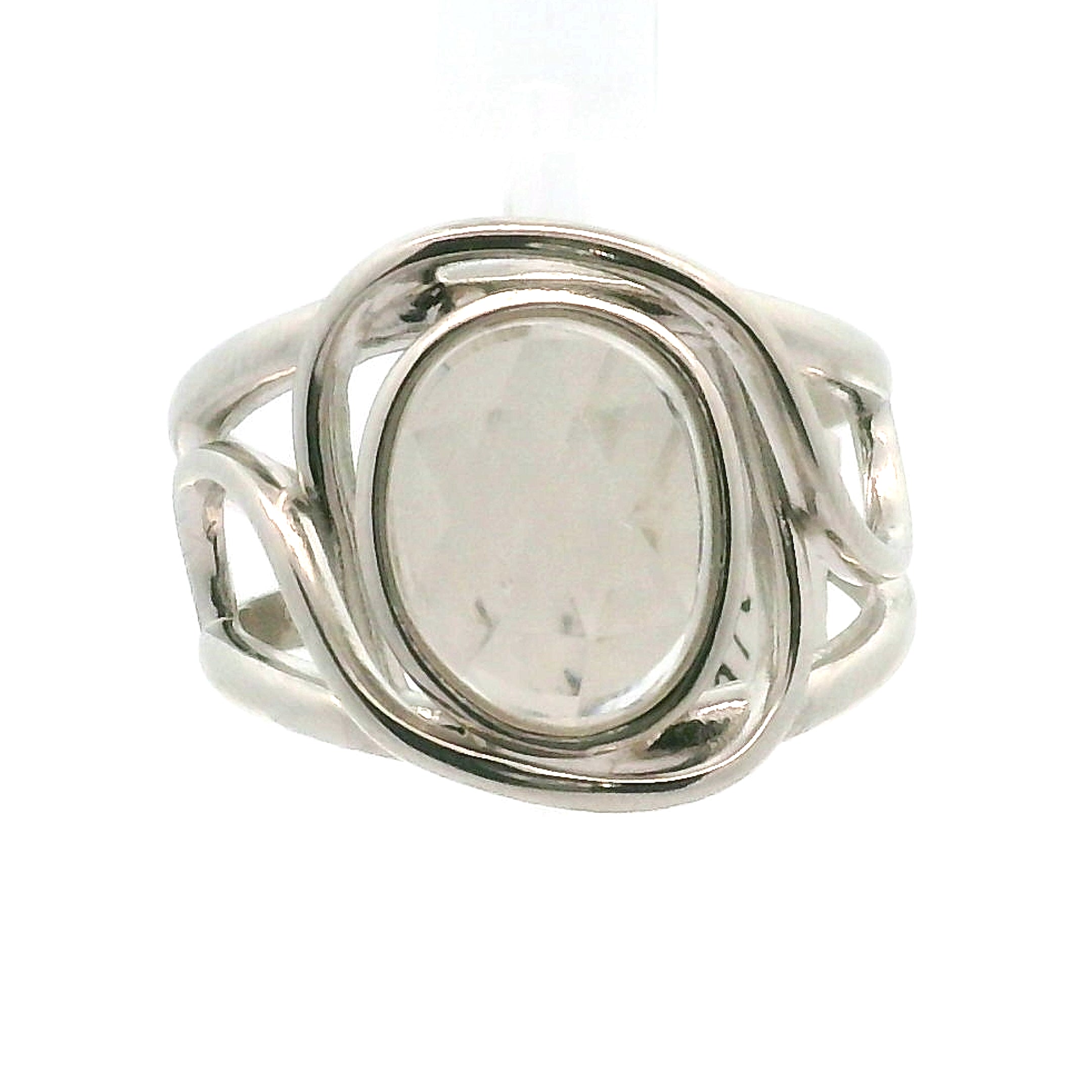 Hyalite Opal Cuff Ring 925 Silver for Emotional Healing, Inner Peace and Intuition