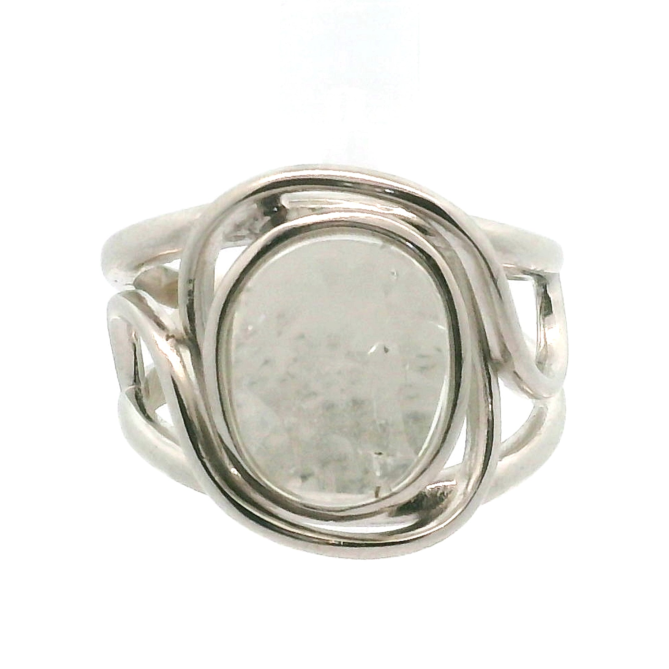 Hyalite Opal Cuff Ring 925 Silver for Emotional Healing, Inner Peace and Intuition