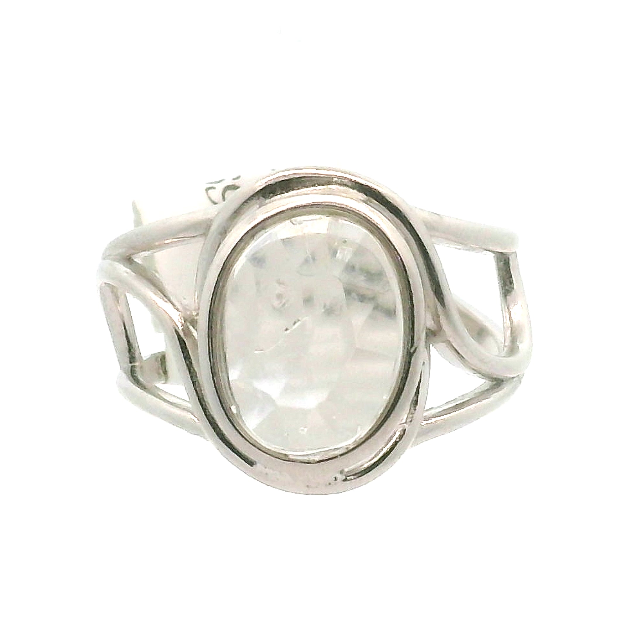 Hyalite Opal Cuff Ring 925 Silver for Emotional Healing, Inner Peace and Intuition
