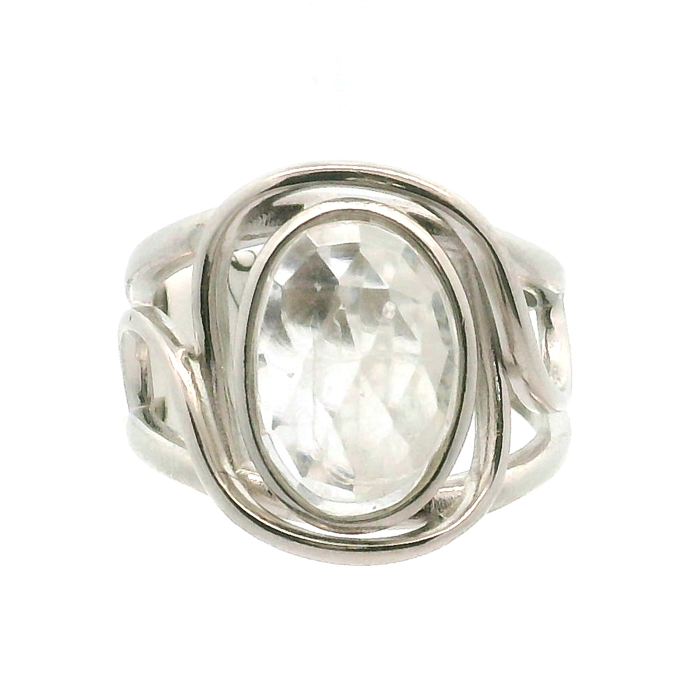 Hyalite Opal Cuff Ring 925 Silver for Emotional Healing, Inner Peace and Intuition