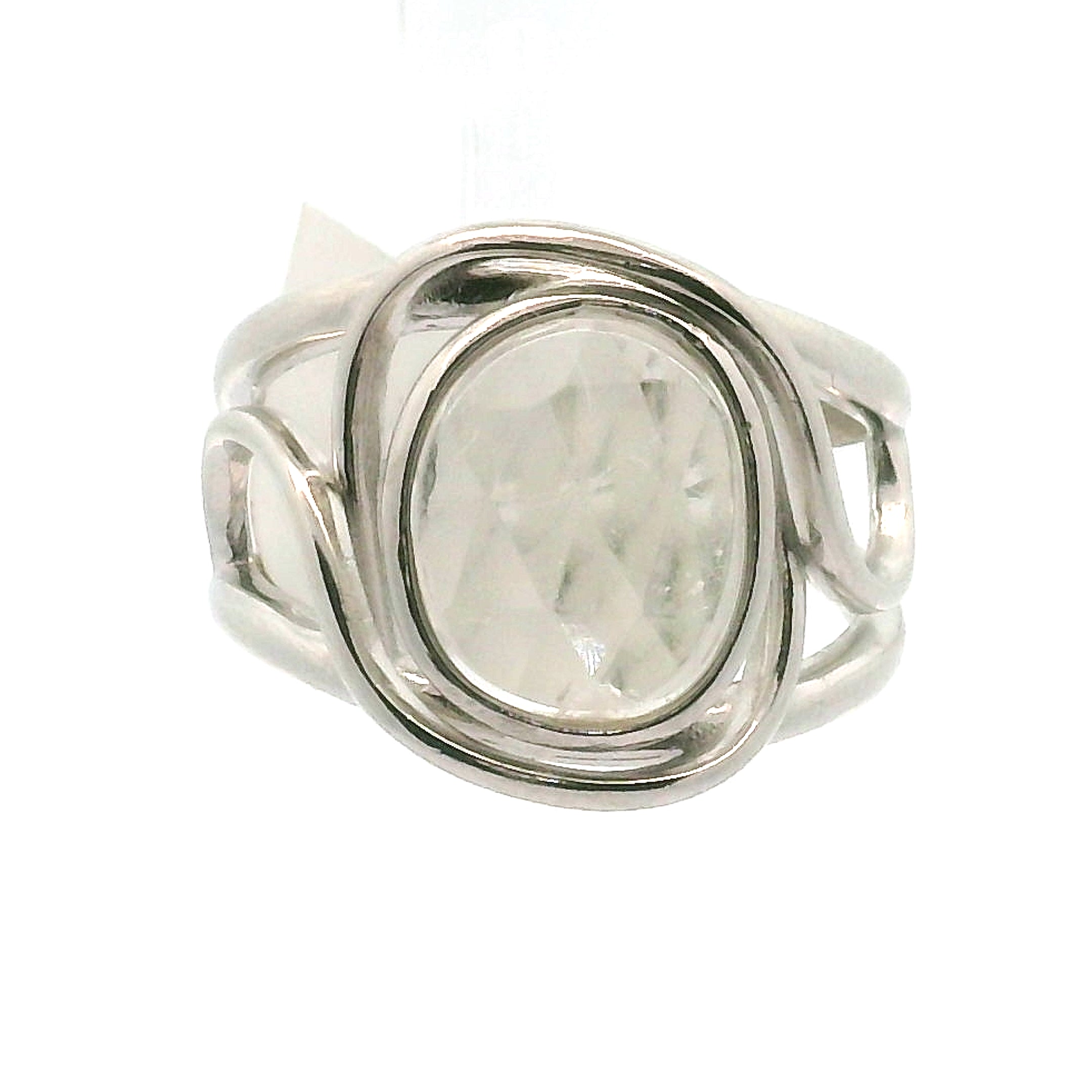 Hyalite Opal Cuff Ring 925 Silver for Emotional Healing, Inner Peace and Intuition