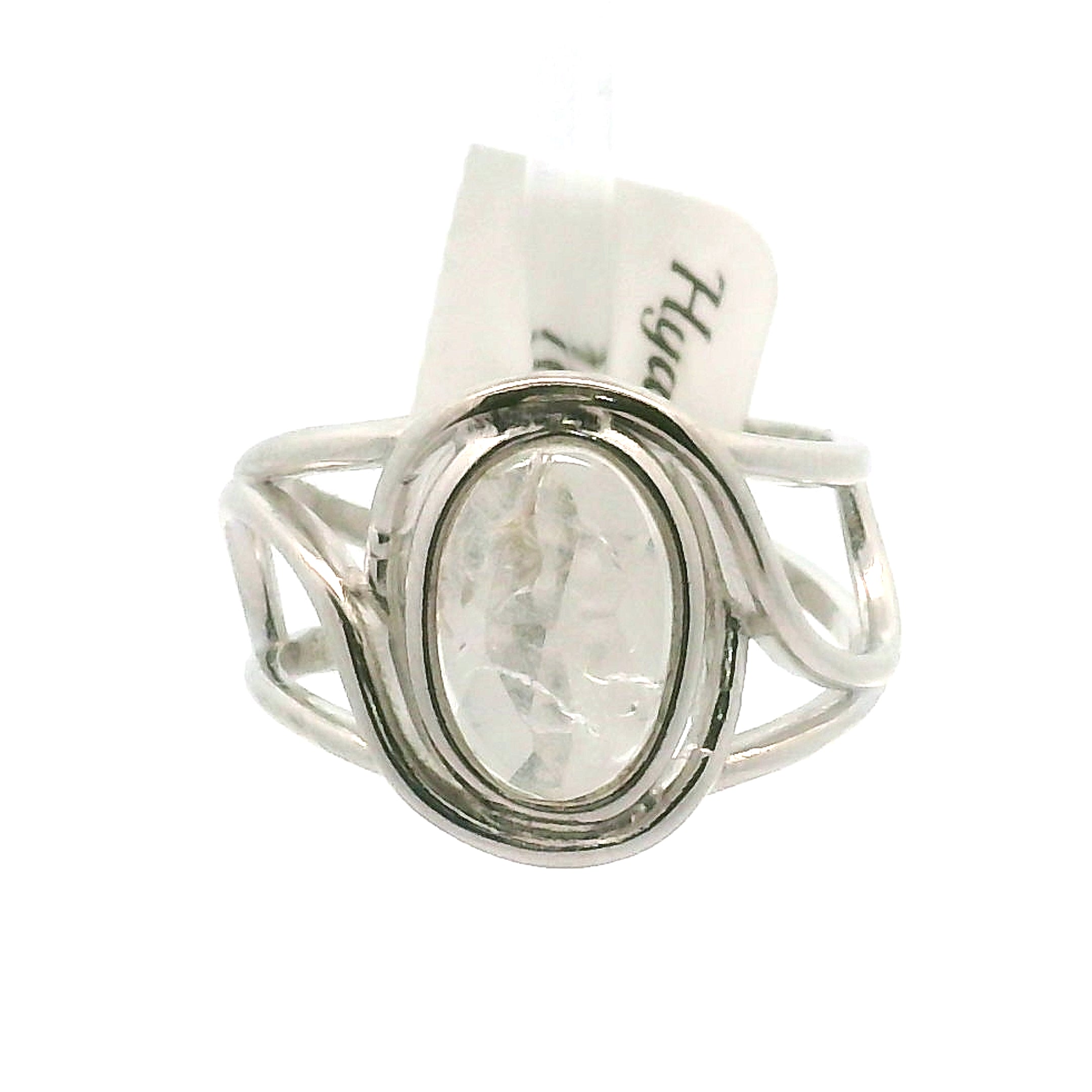 Hyalite Opal Cuff Ring 925 Silver for Emotional Healing, Inner Peace and Intuition
