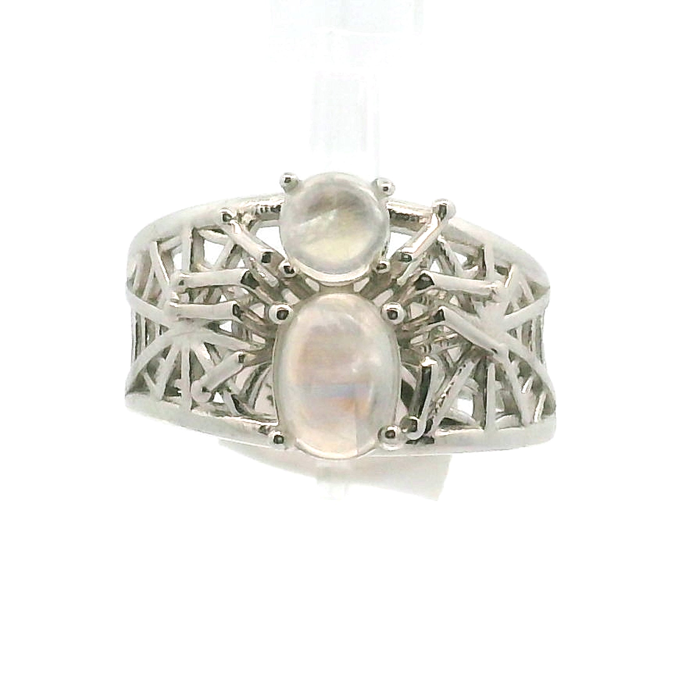 Spider on Spiderweb Cuff Ring .925 Silver for Weaving a Web