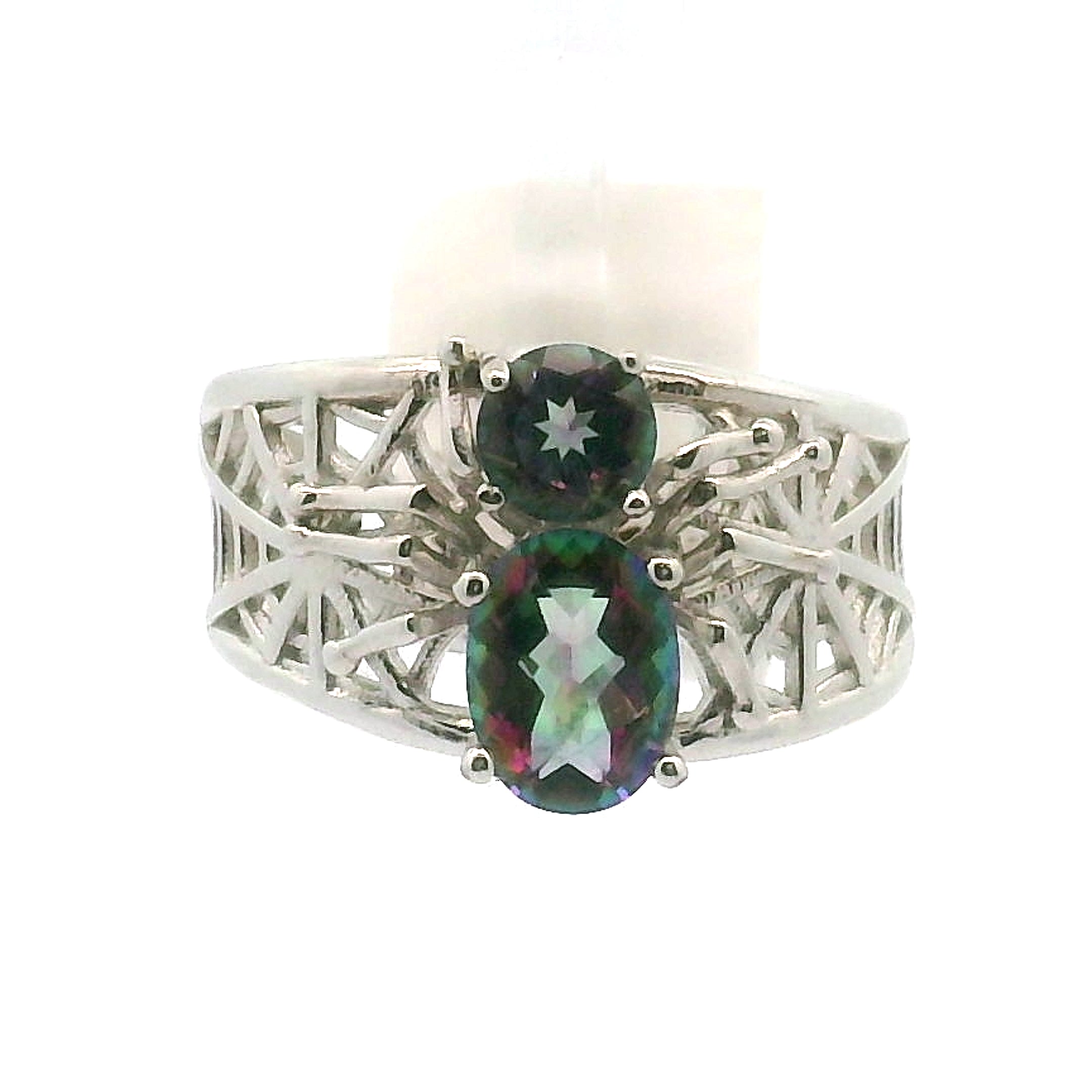 Spider on Spiderweb Cuff Ring .925 Silver for Weaving a Web