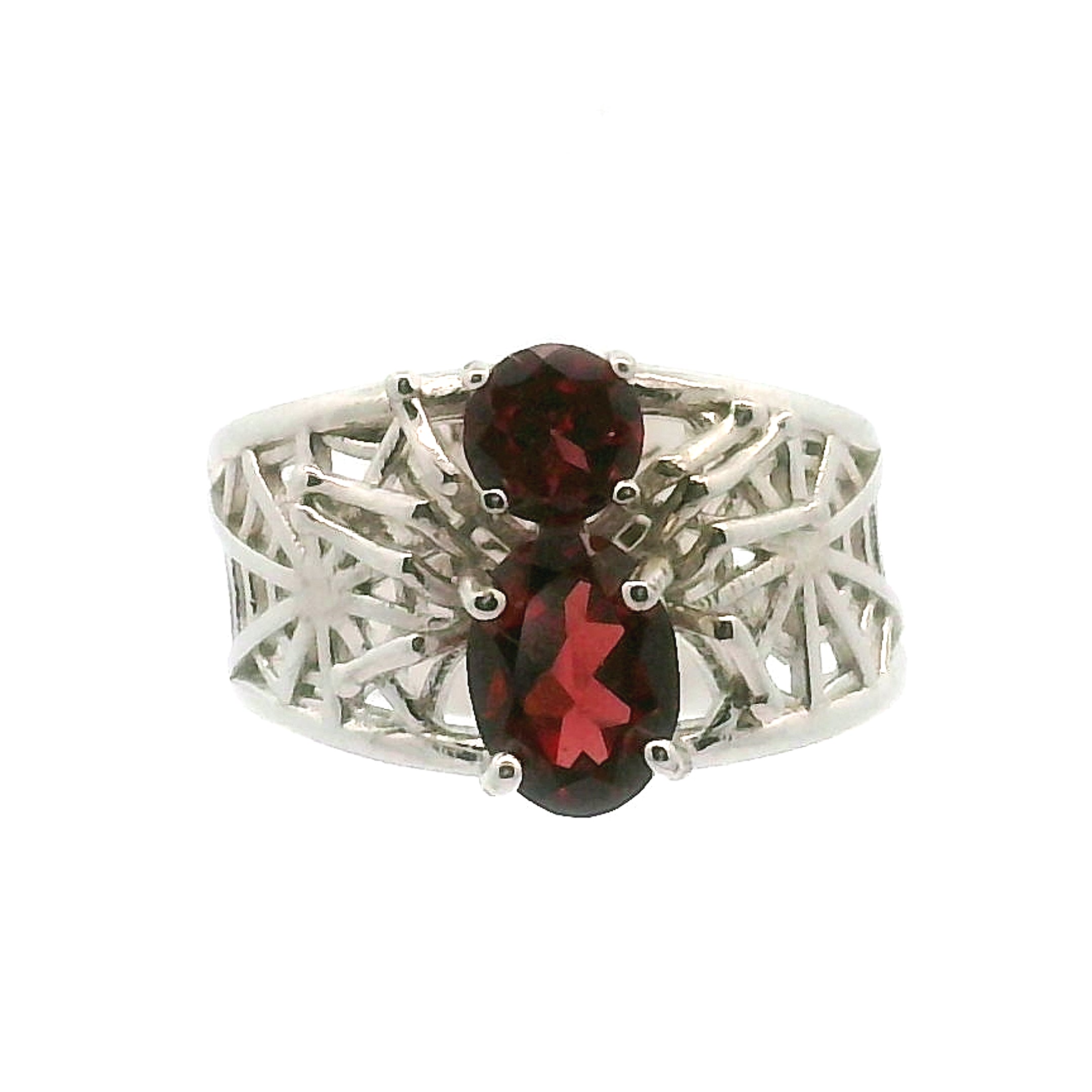 Spider on Spiderweb Cuff Ring .925 Silver for Weaving a Web