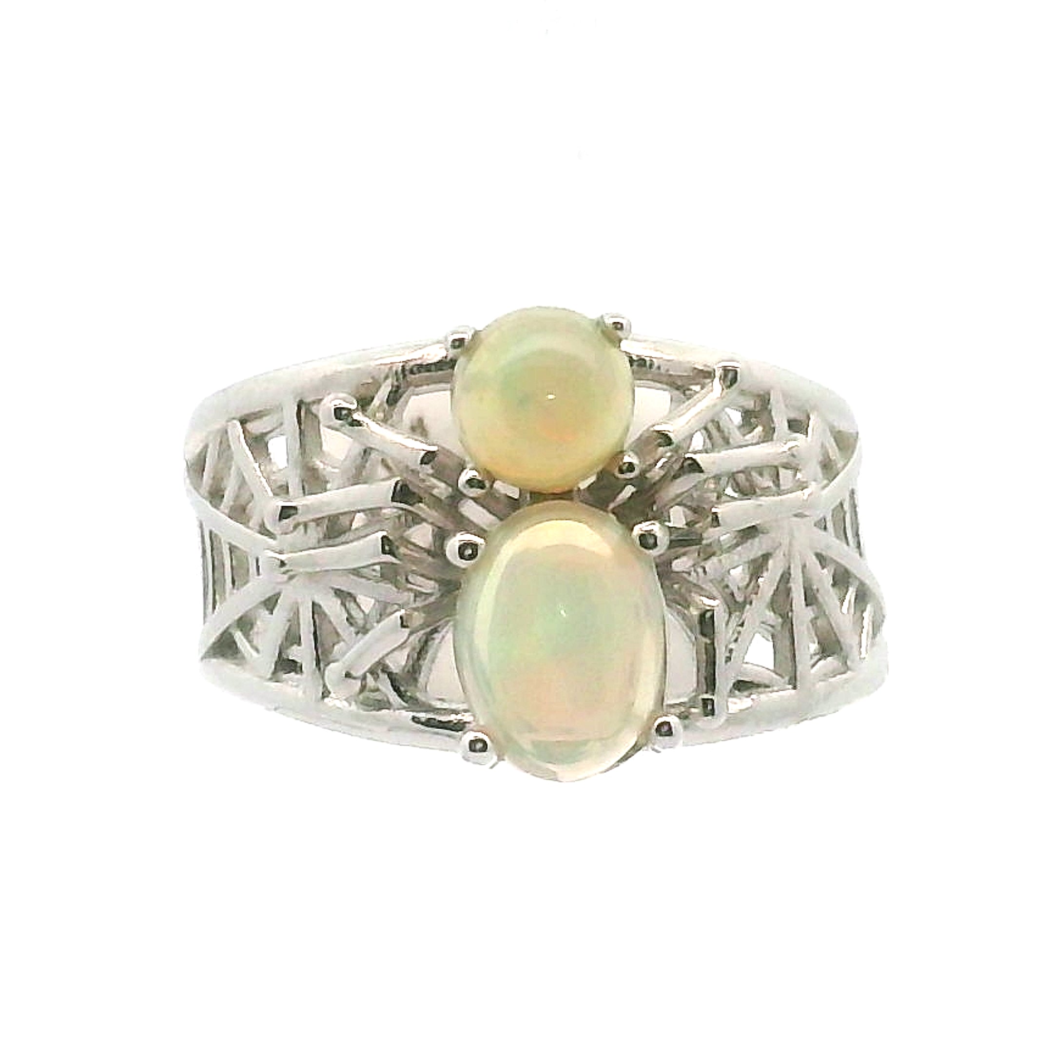 Spider on Spiderweb Cuff Ring .925 Silver for Weaving a Web
