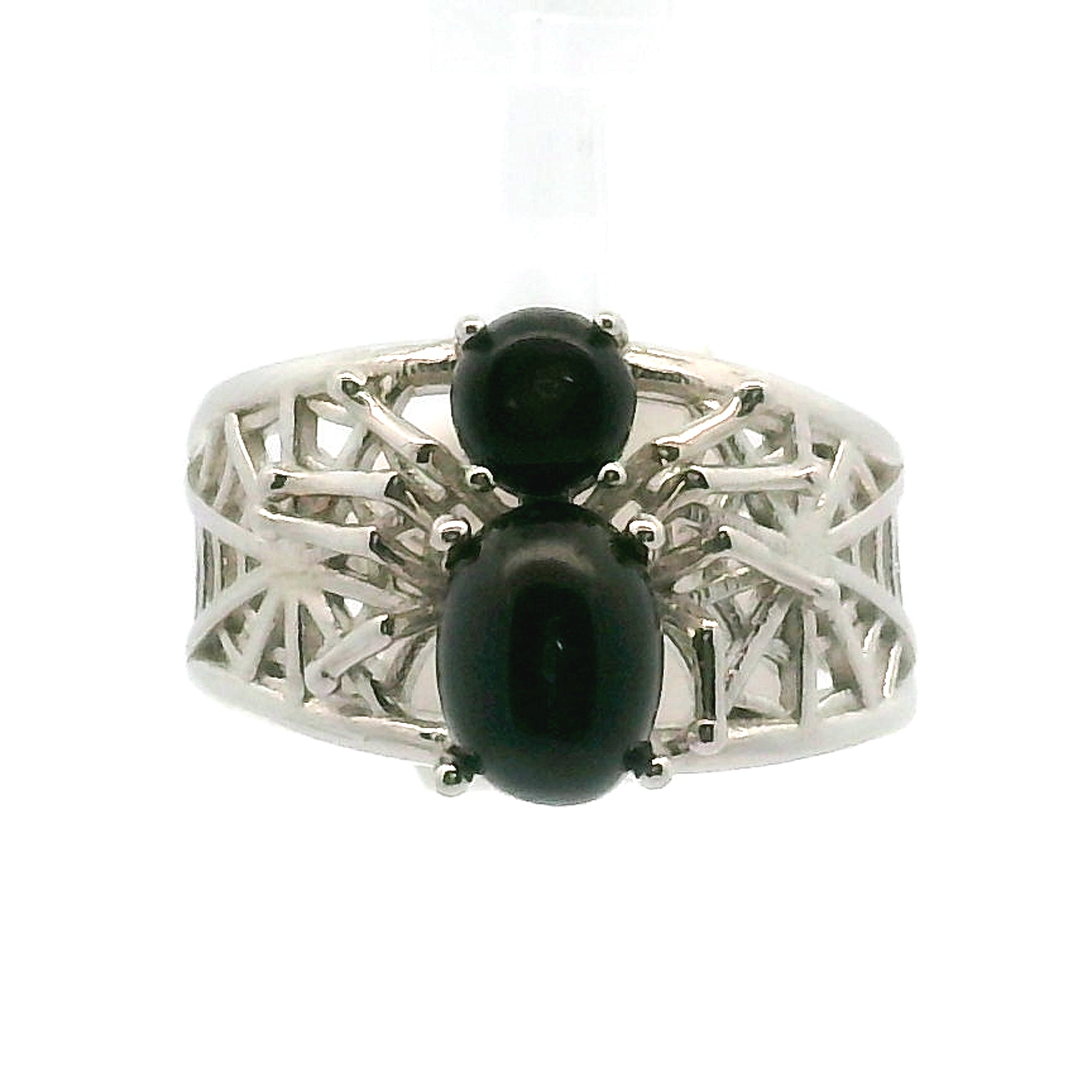 Spider on Spiderweb Cuff Ring .925 Silver for Weaving a Web